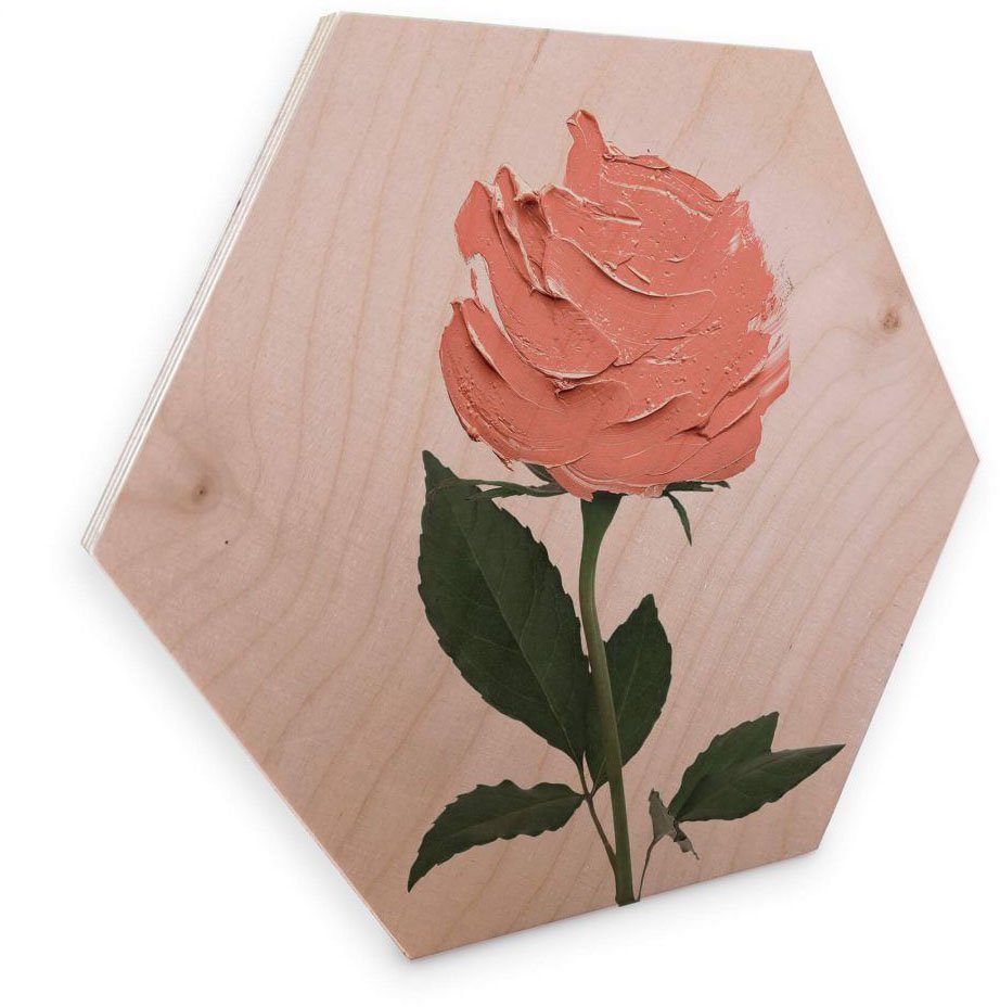Holzbild (1 Geometrisches Vintage Rosen, Holzbild St), Wall-Art Holzschild