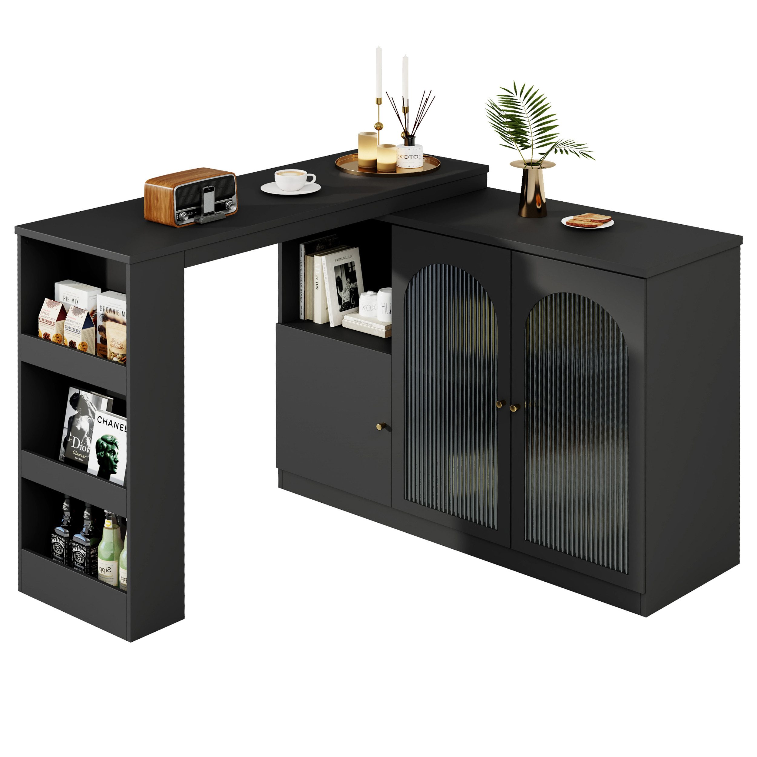 TavilaEcon Bartisch 360° rotierbar, Changhong-Glastür, multifunktional, günstig online kaufen