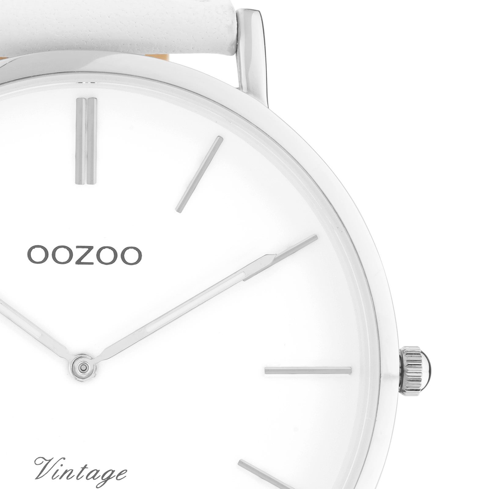 OOZOO Quarzuhr Oozoo Damen Armbanduhr weiß Analog, (Analoguhr), Damenuhr rund, groß (ca. 45mm), Lederarmband weiß, Fashion
