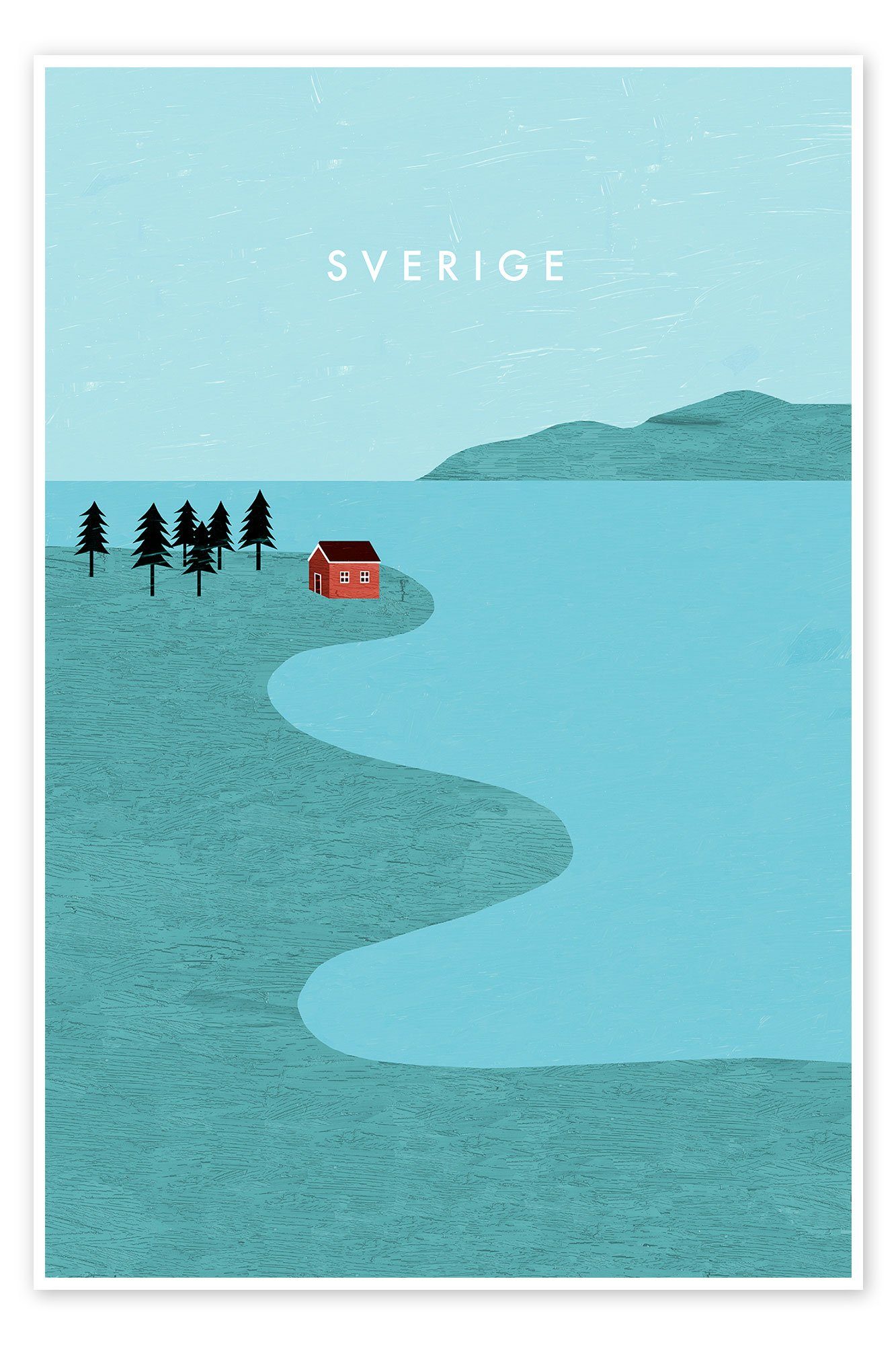 Posterlounge Poster Katinka Reinke, Schweden Illustration, Wohnzimmer Modern Grafikdesign