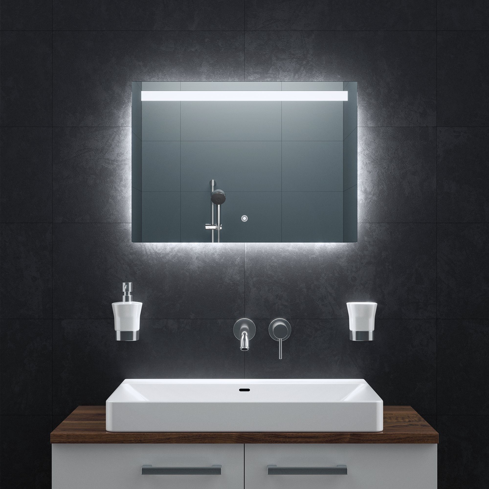 Bringer Badspiegel BRS104, Badezimmerspiegel mit Anti-Beschlag und Speicherfunktion