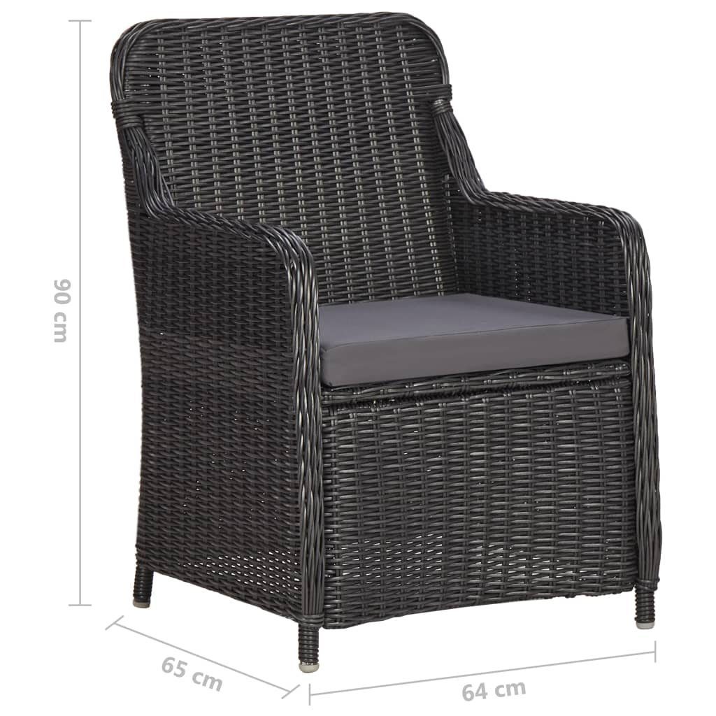 mit Rattan Auflagen Gartenstuhl (1 Schwarz St) 3-tlg. Poly vidaXL Garten-Bistro-Set