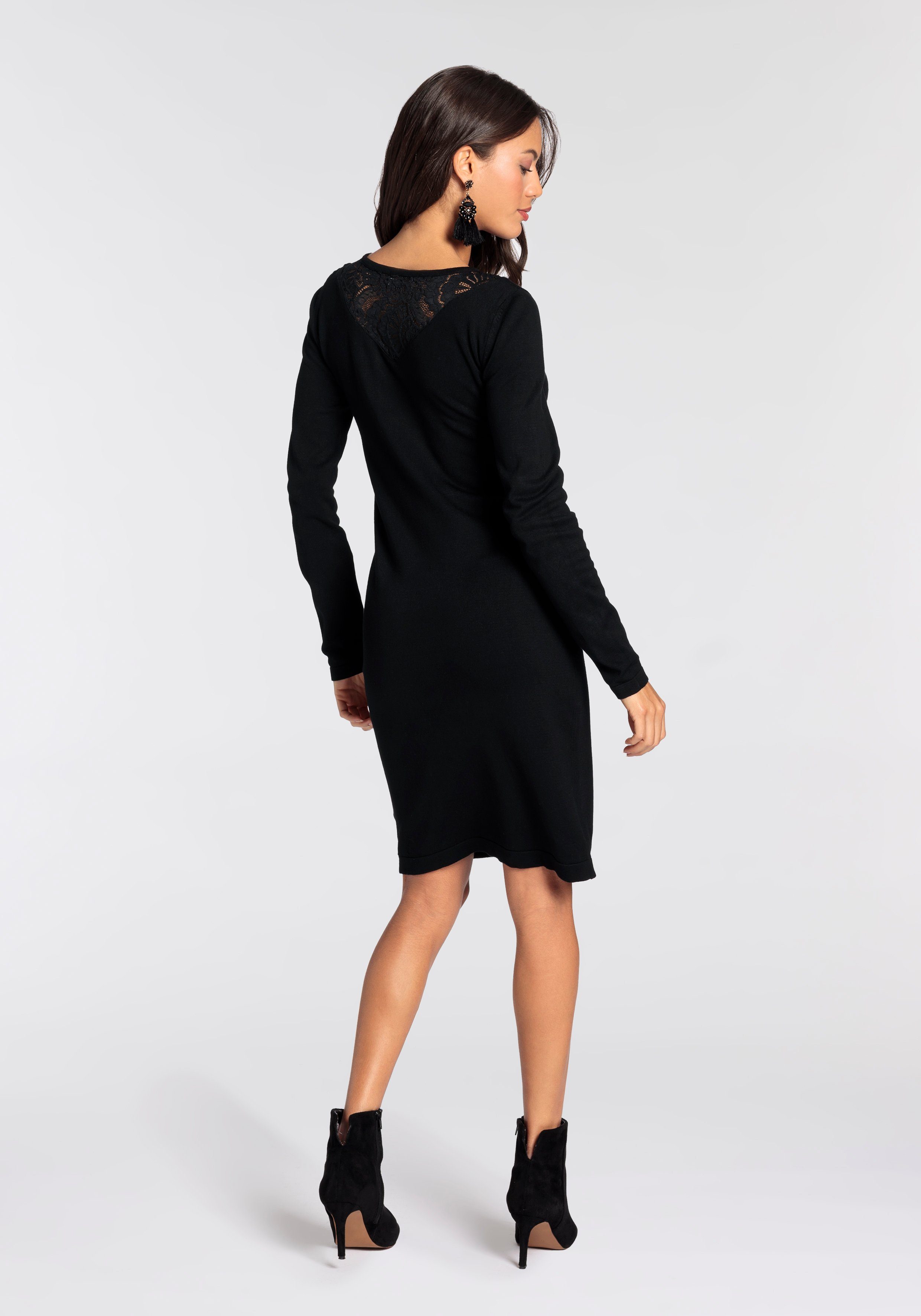Laura Scott Strickkleid figurbetonter Schnitt mit Spitzendetails