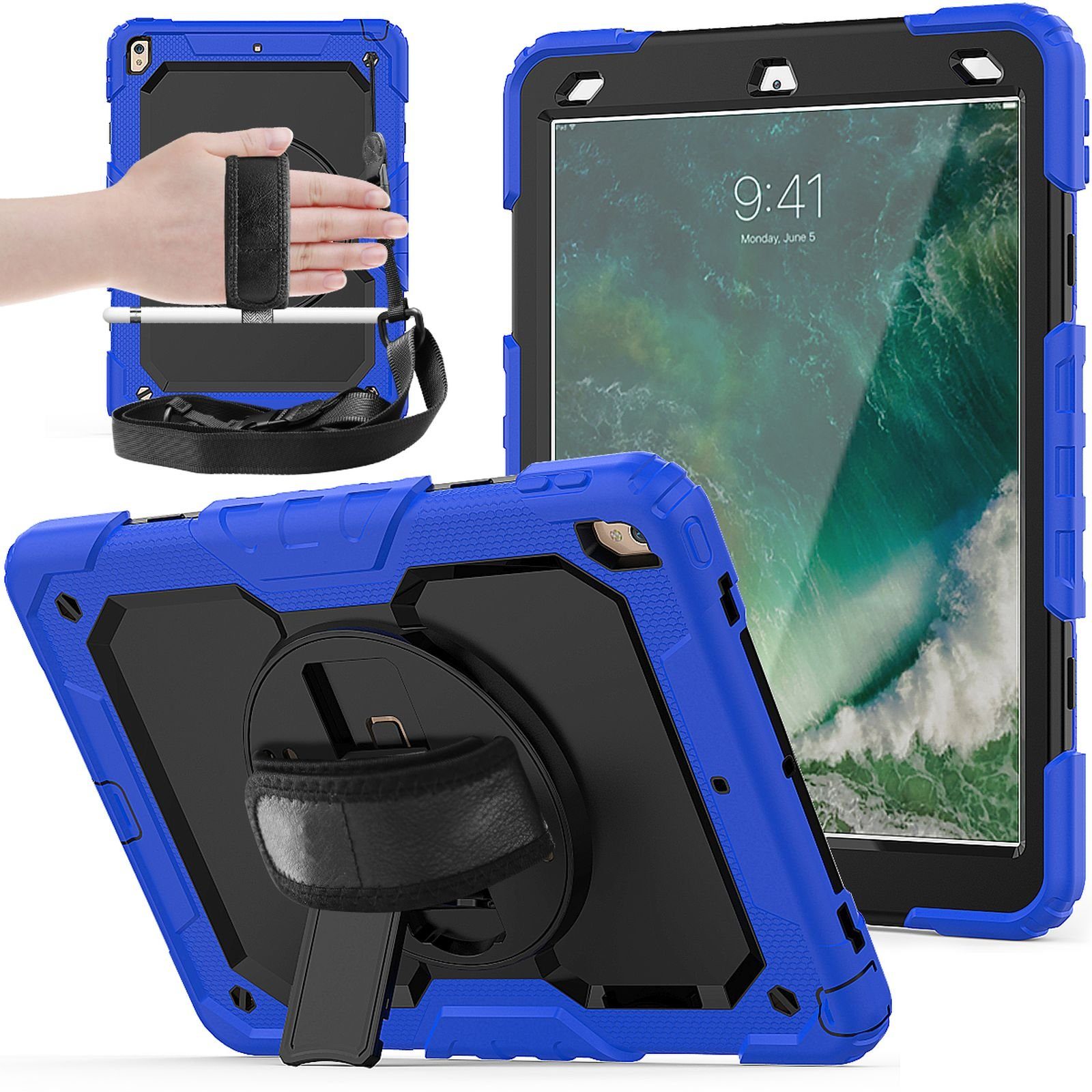 Lobwerk Tablet-Hülle 4in1 Hülle für Apple Ipad Pro 10.5 / Air 3 (3rd Generation) 10.5 Zoll, Sturzdämpfung, Aufstellfunktion, Outdoor