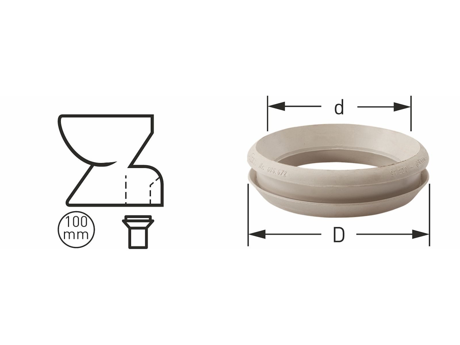 Stedo WC-Anschlussrohr MÜLET-TRUMPF WC-Abgangsverbinder für Kunststoffrohr Ø 100/110 mm