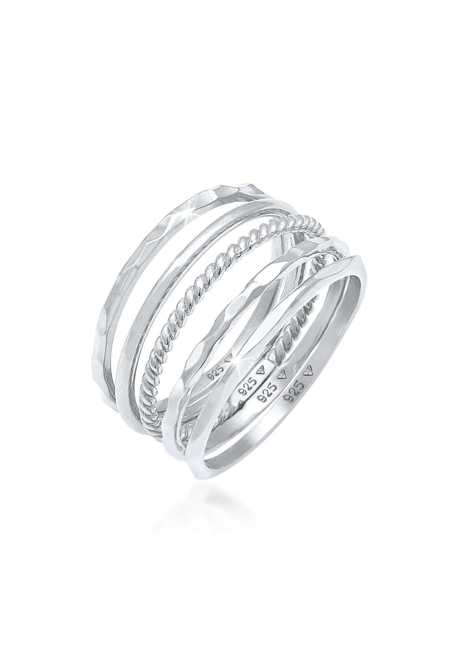 Elli Ring-Set Stapelring Stacking Boho Set (5 tlg) Silber