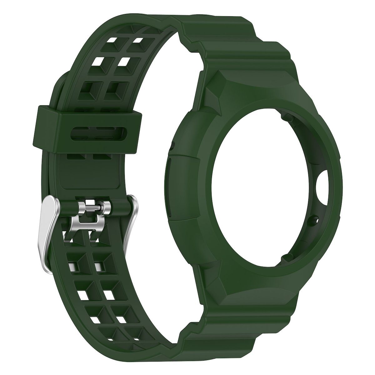 Wigento Smartwatch-Armband Für Google 1 Gehäuse Watch Grün mit 2 Silikon Armband + Army Pixel