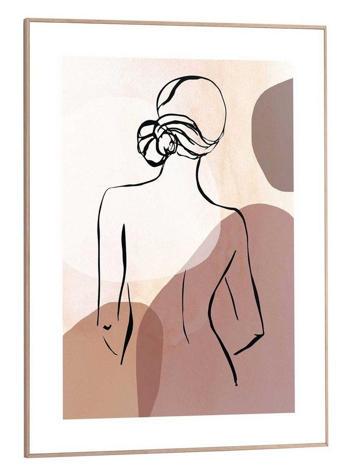 Reinders! Bild Gerahmtes Bild Frau Stiftzeichnung - Abstrakt - Rücken, Frau  (1 St), Druck auf Papier, kaschiert auf 3 mm starker MDF-Platte