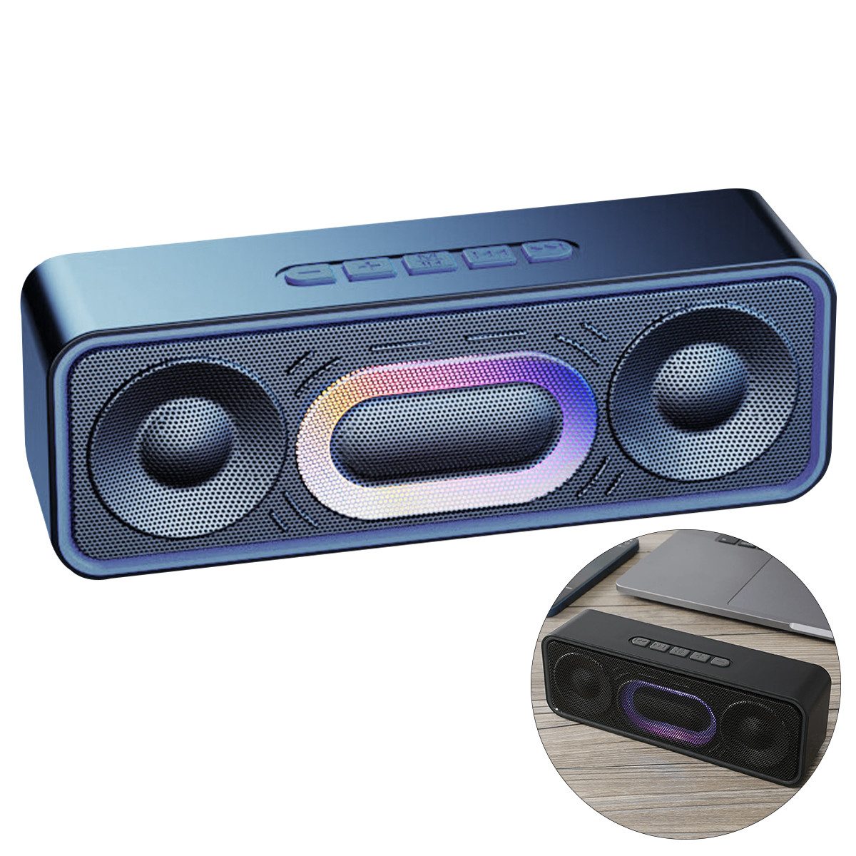 Bluetooth Lautsprecher 3D Surround TWS Tragbarer FM Radio Lautsprecher Bluetooth-Lautsprecher