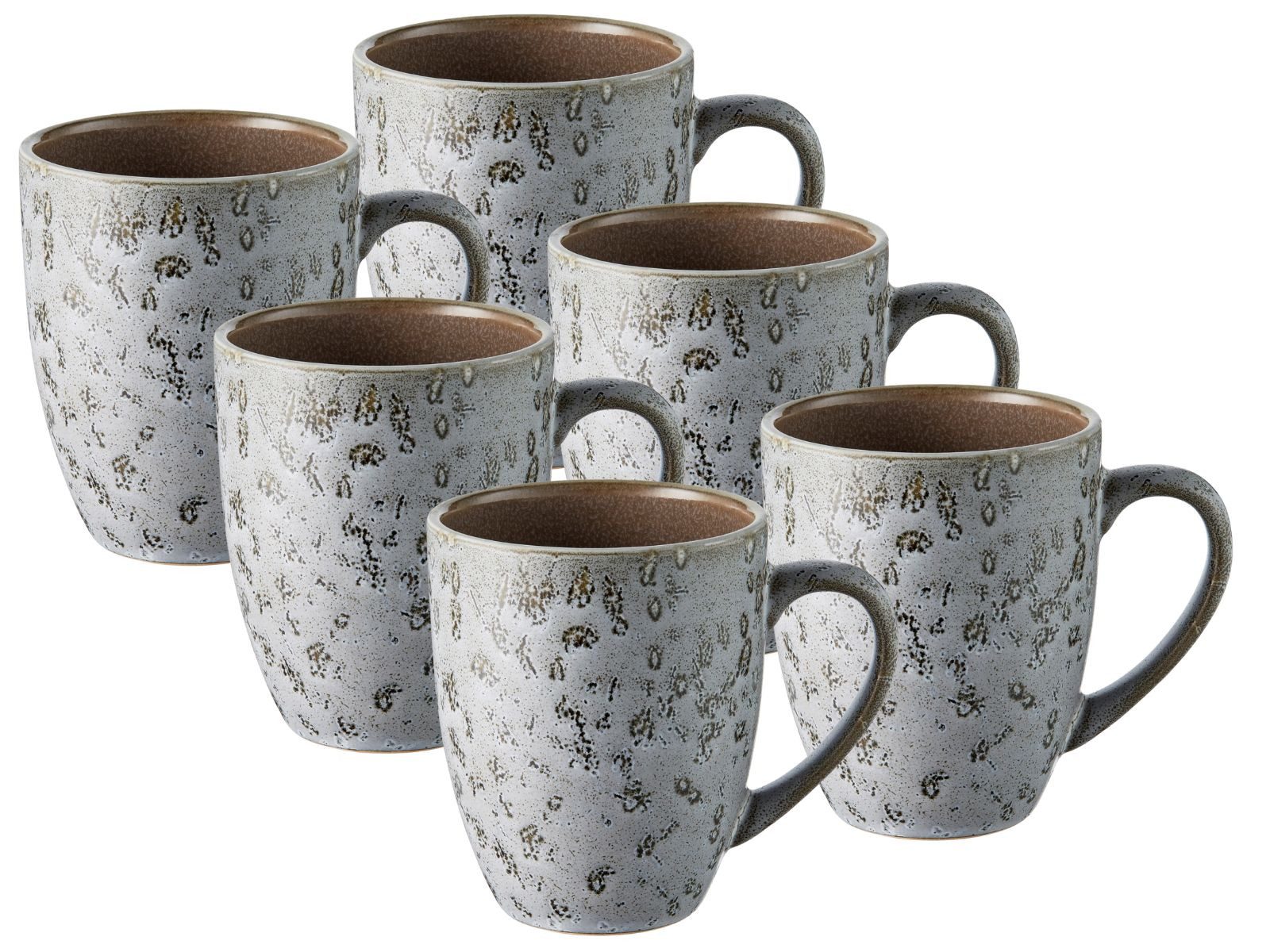 Bitz Geschirr-Set Кружки mit Henkel matt grey / shiny grey 0,3l Set6, Steinzeug