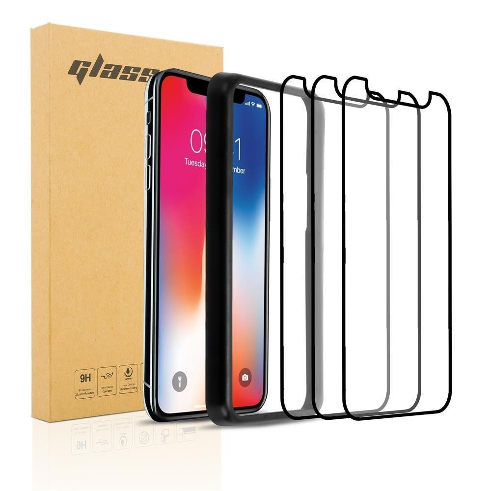 Cadorabo Schutzfolie für Apple iPhone X / XS Schutzfolie, (3-St), 3x Vollbild Schutzfolie Panzer Folie (Tempered) Display Schutzglas