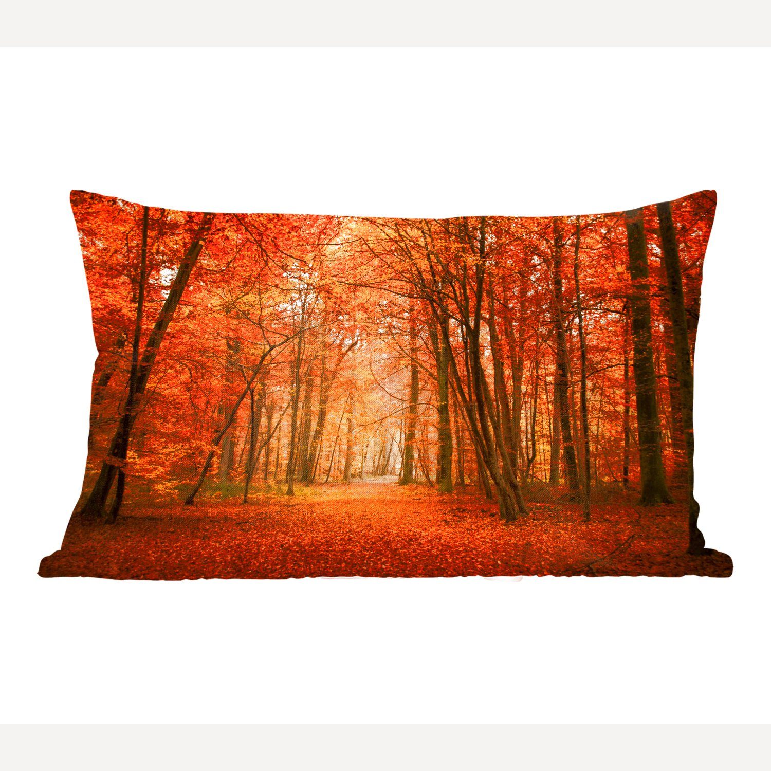 MuchoWow Dekokissen Herbst - Rot - Wald, Wohzimmer Dekoration, Zierkissen, Dekokissen mit Füllung, Schlafzimmer