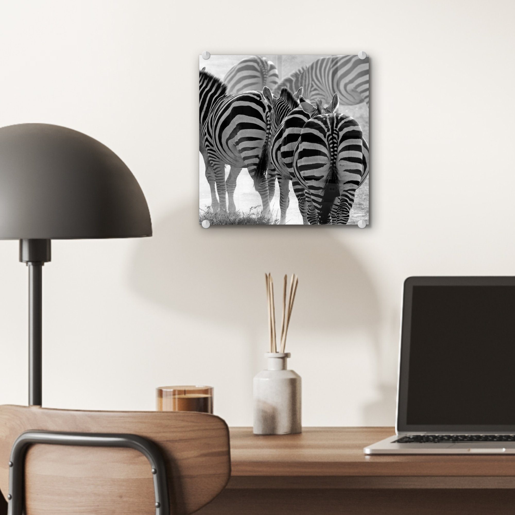 MuchoWow - - Zebras, Bilder Laufende Acrylglasbild Wandbild Foto auf St), auf Wanddekoration Glasbilder Glas Glas (1 -