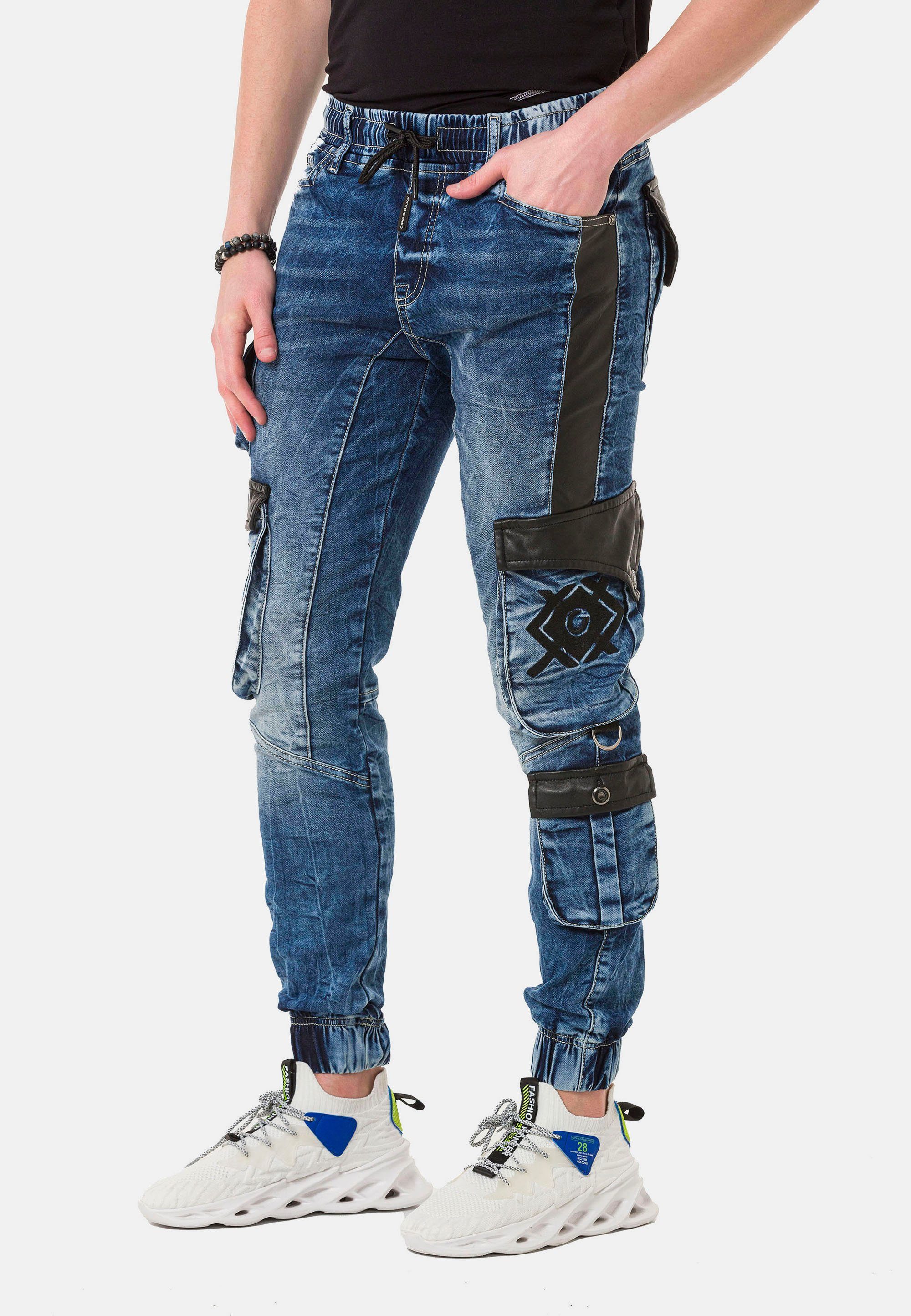 Cipo & Baxx Straight-Jeans im Designer-Look blau