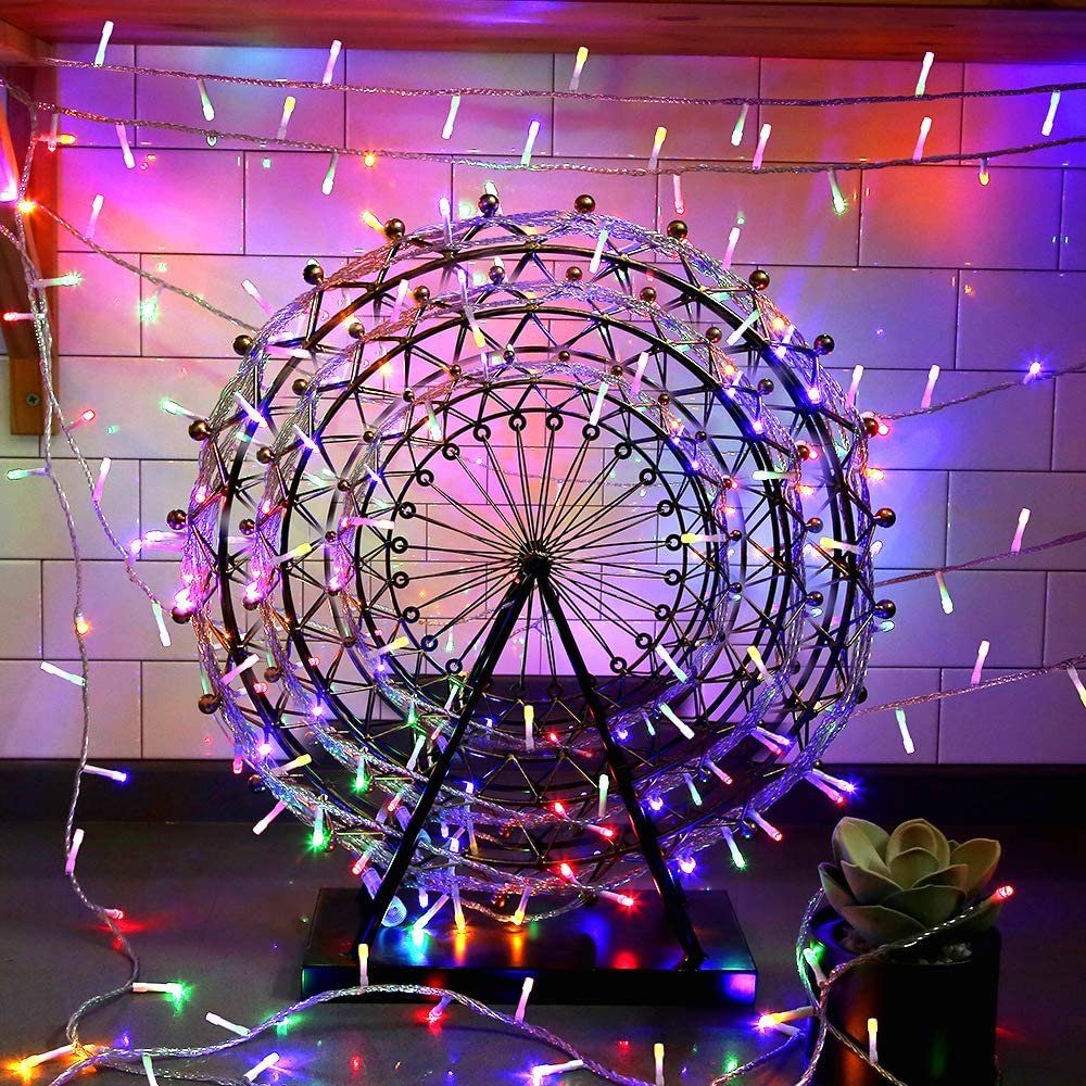 dimmbar, LED-Lichterkette Rosnek Multicolor Terrasse, 8 7/12M, wasserdicht, Korridor Weihnachten Fernbedienung;Geburtstag Timer; Hochzeit Modi, für USB,