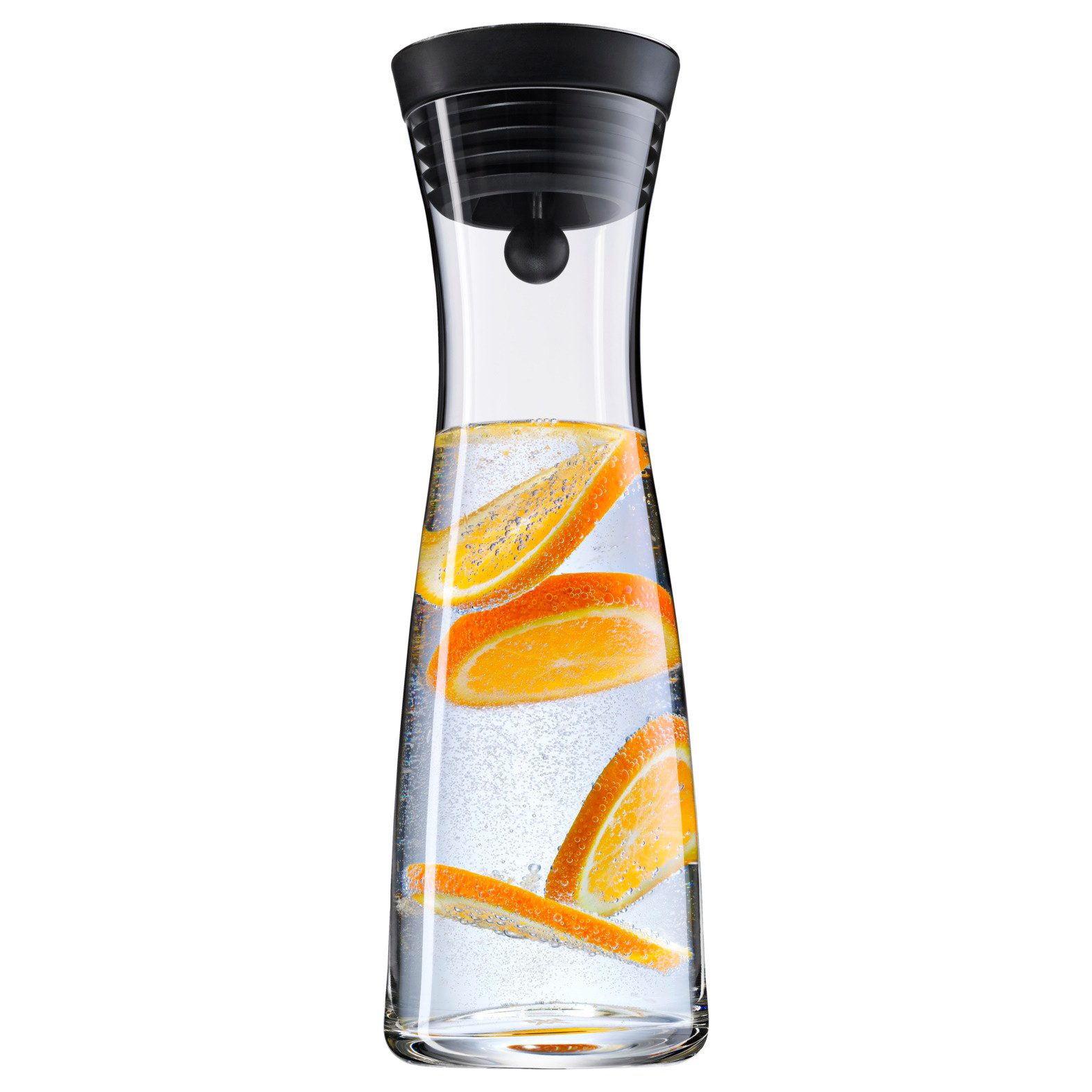 WMF Wasserkaraffe Basic für Kalt- und Warmgetränke, Silikonrand, 1 l Fassungsvermögen, Close-Up-Verschluss ink. integriertem Sieb, spülmaschinengeeignet