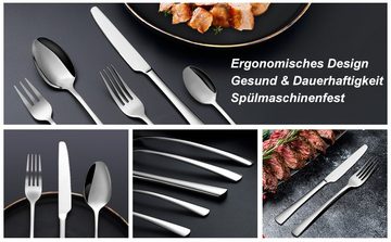 MULISOFT Besteck-Set (50-tlg), 10 Personen, Edelstahl 18/10, für 10 Personen, Edelstahl in Lebensmittelqualität