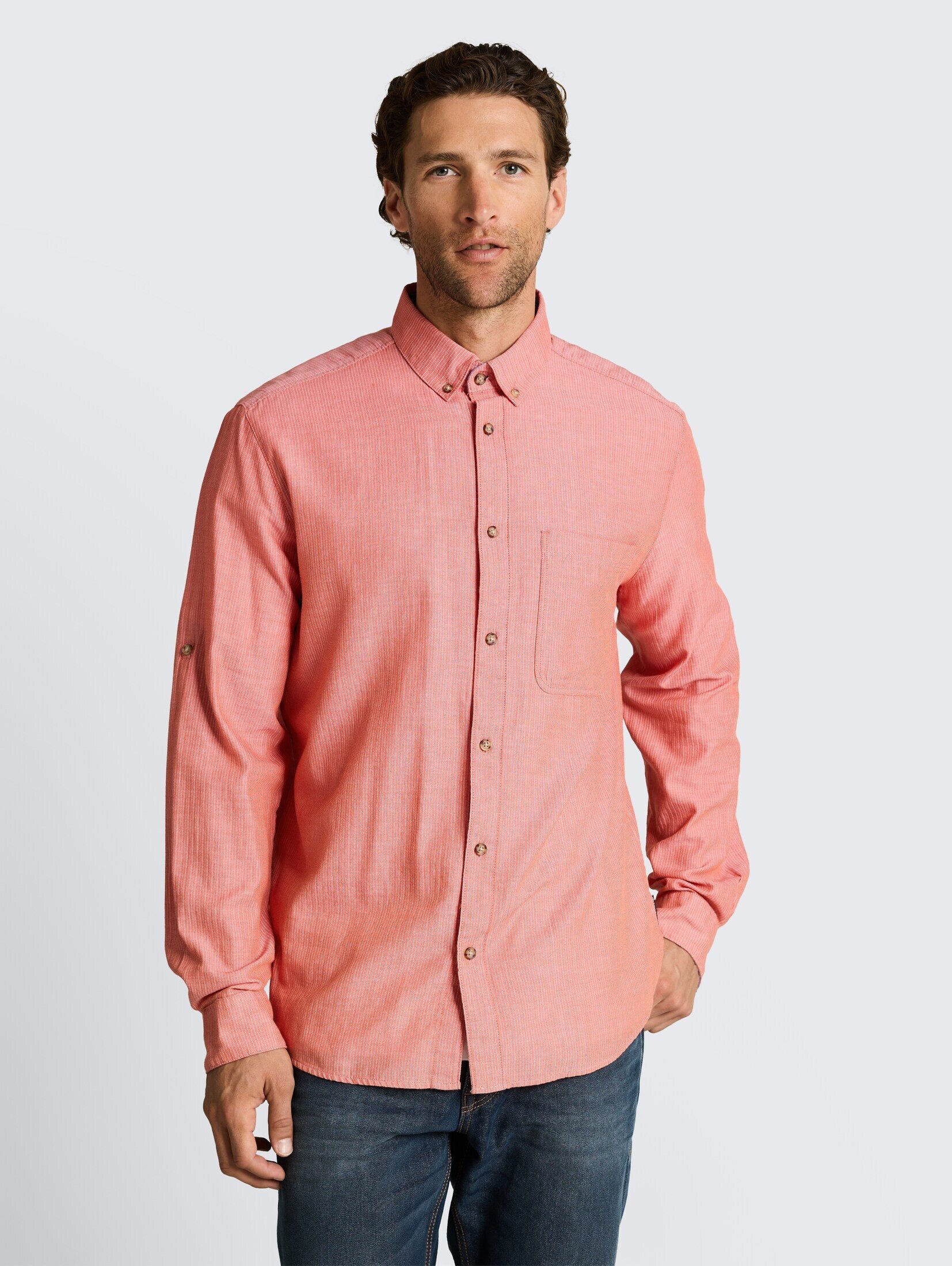 TOM TAILOR Blusen & Shirts Regular Fit Hemd mit Turn-Up-Funktion