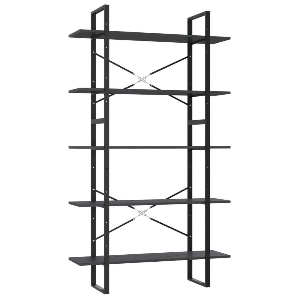 vidaXL Bücherregal NA Bücherregal 5 Fächer Grau 100x30x175 cm Spanplatte