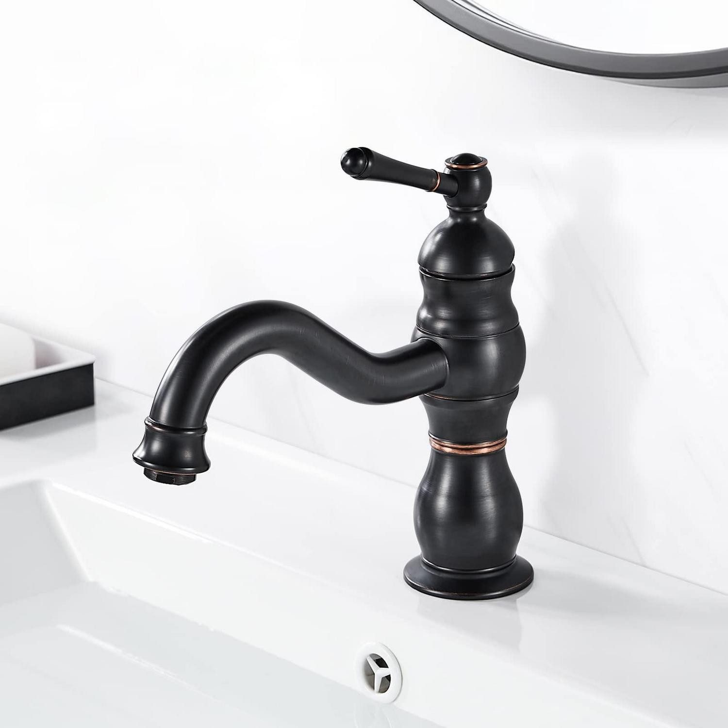 LuxusKollektion Waschtischarmatur Waschtischarmatur Schwarz Matt Retro (1-St)