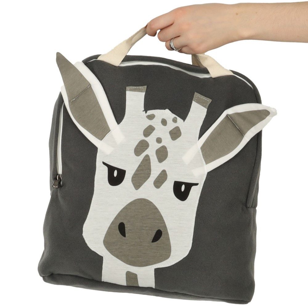 Ikonka Kinderrucksack Giraffenfreude - Kinder-Rucksack für Abenteuer mit Baby-Giraffenmotiv (Kinderrucksack-Set), Niedlicher Rucksack mit Giraffenmuster und verstellbaren Trägern.