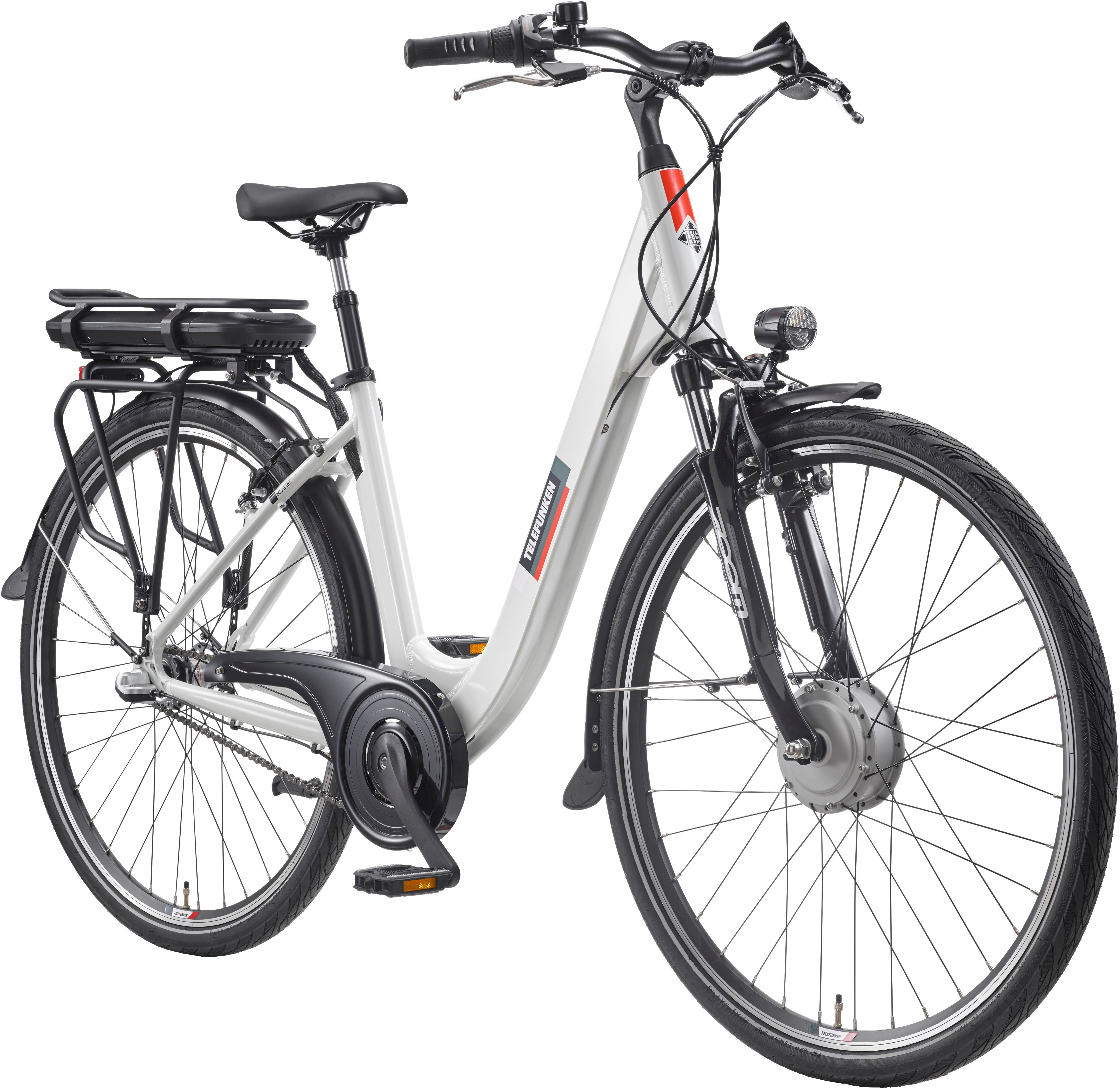 Telefunken E-Bike Cityrad Multitalent RC835, 3 Gang Shimano, Nabenschaltung, Frontmotor, 468 Wh, (28 Zoll, Straßenzulassung, ca. 100 km Reichweite), Pedelec, Elektrofahrrad für Herren u. Damen, tiefer Einstieg