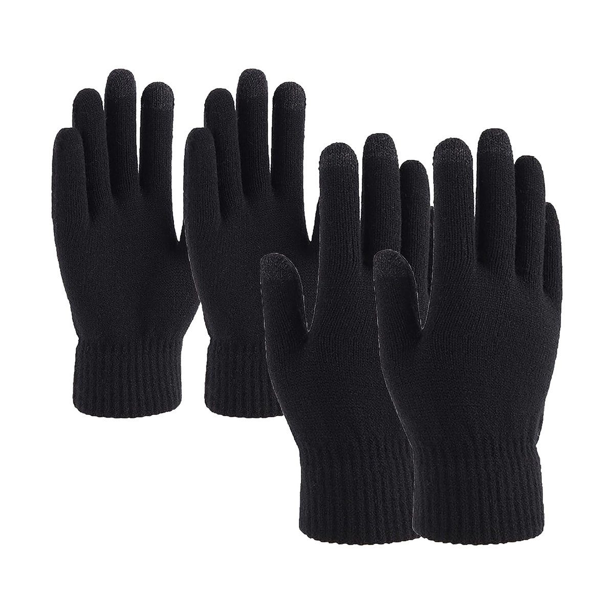 GelldG Strickhandschuhe Handschuhe Herren Damen Winter Touchscreen, Thermo Strickhandschuhe Schwarz(stil2)