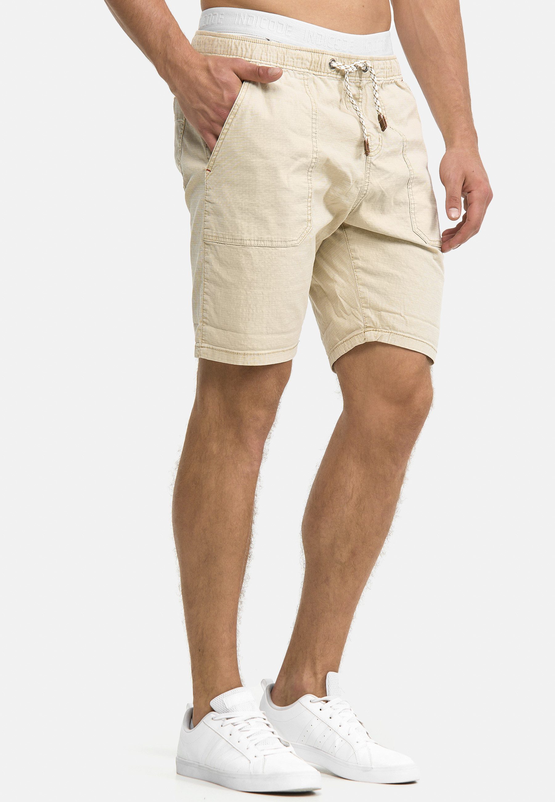 Indicode Chinoshorts Herren Stoufville Chino Shorts Herrenshorts aus elastischer Baumwoll-Qualität, mit Kordelzug