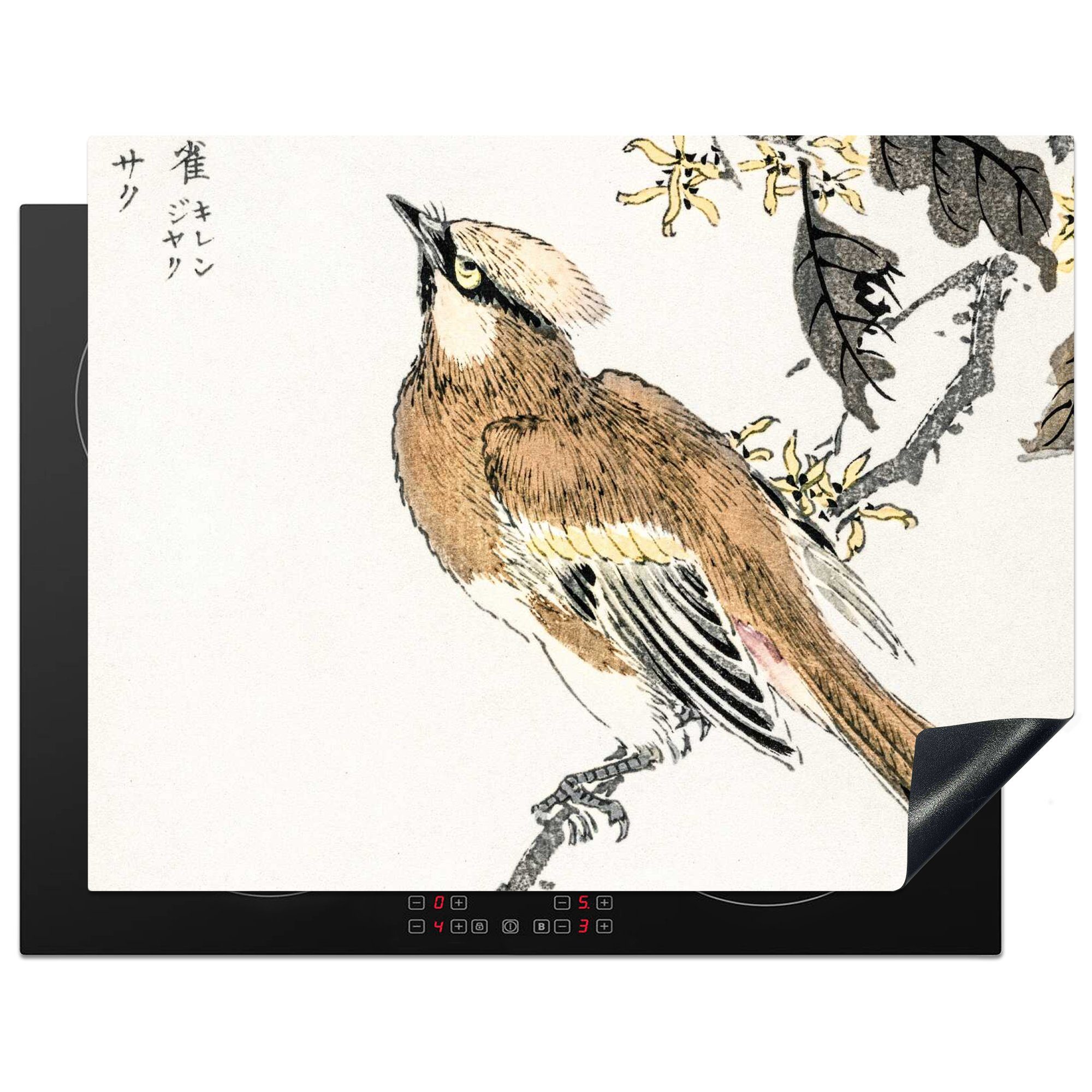 - MuchoWow für Ceranfeldabdeckung, tlg), cm, Vogel Japanisch küche 77x59 Arbeitsplatte Vinyl, Herdblende-/Abdeckplatte Baum, (1 -