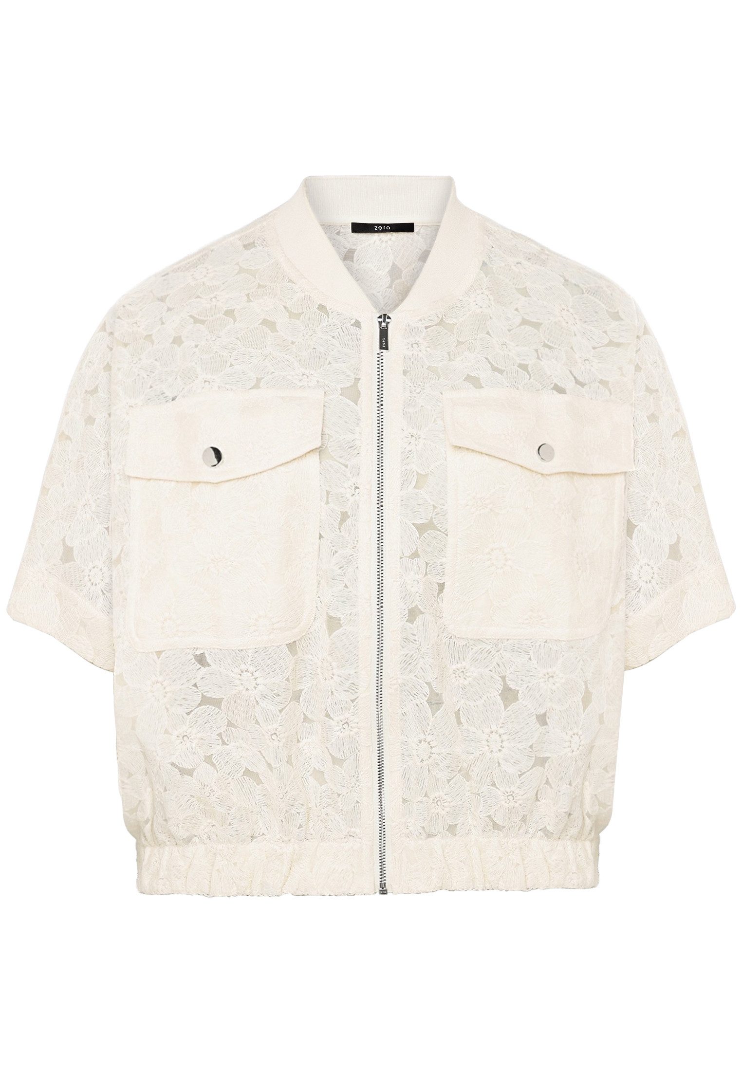 Zero Jackenblazer Damen kurzarm mit Taschen Spitze
