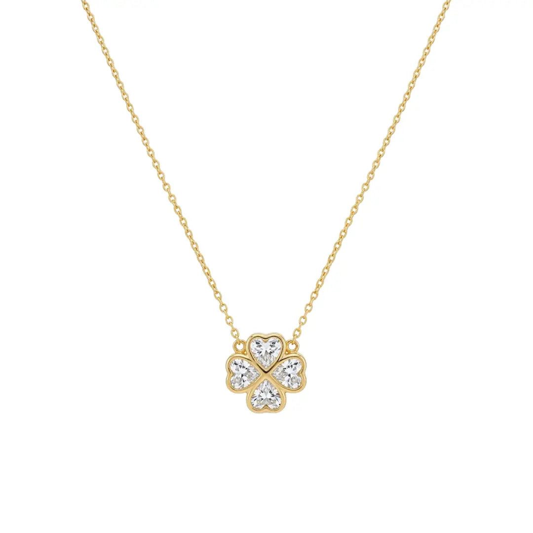 Kette mit Anhänger Kleeblatt Halskette 925 Sterling Silber Damen Zirkonia Anhänger