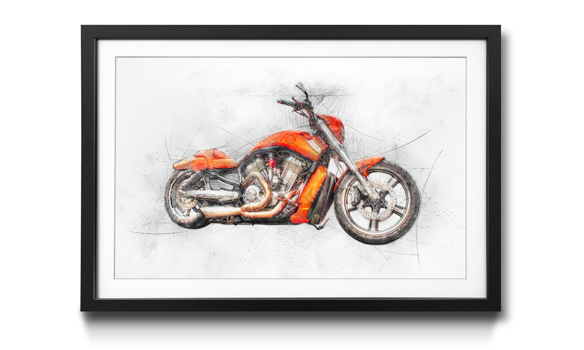 WandbilderXXL Bild mit Rahmen Orange Drive, Motorrad, Wandbild, in 4 Größen erhältlich