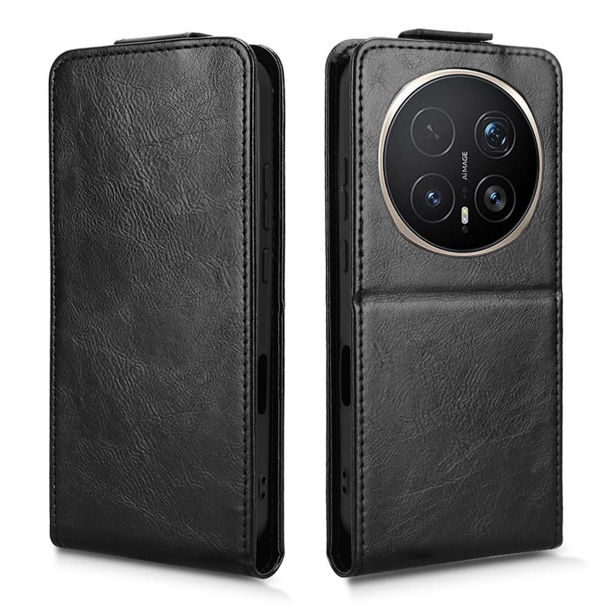 Wigento Smartphone-Hülle Für Honor Magic 8 Pro Magnetische Flip Kunstleder Schutz Hülle Schwarz, Magnetverschluss, Kartenfächer, Halterfunktion