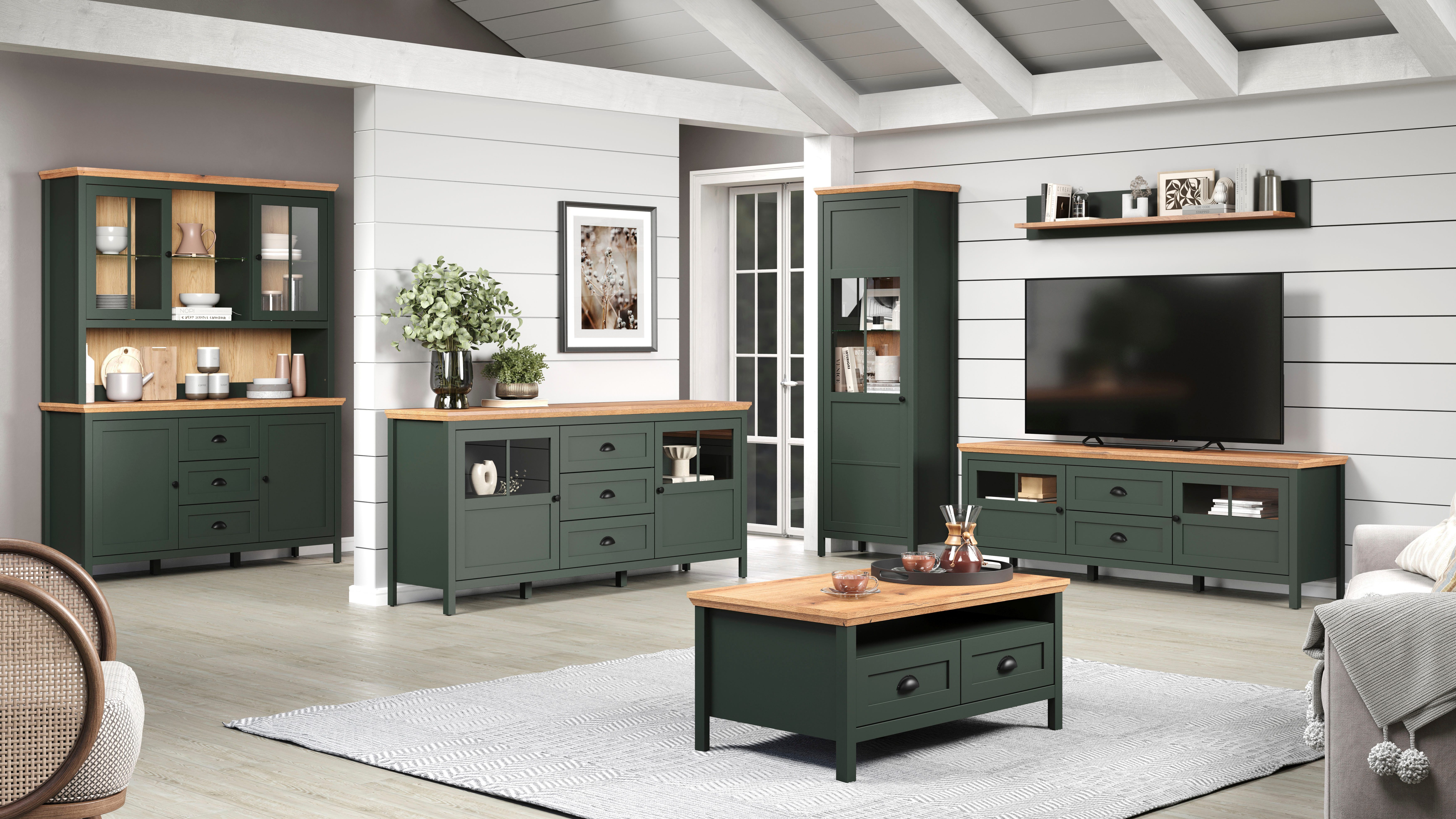 Home affaire Sideboard Vienna (1 St), Kommode im Landhausstil mit 3 Vollauszug-Schubladen und 4 Fächer