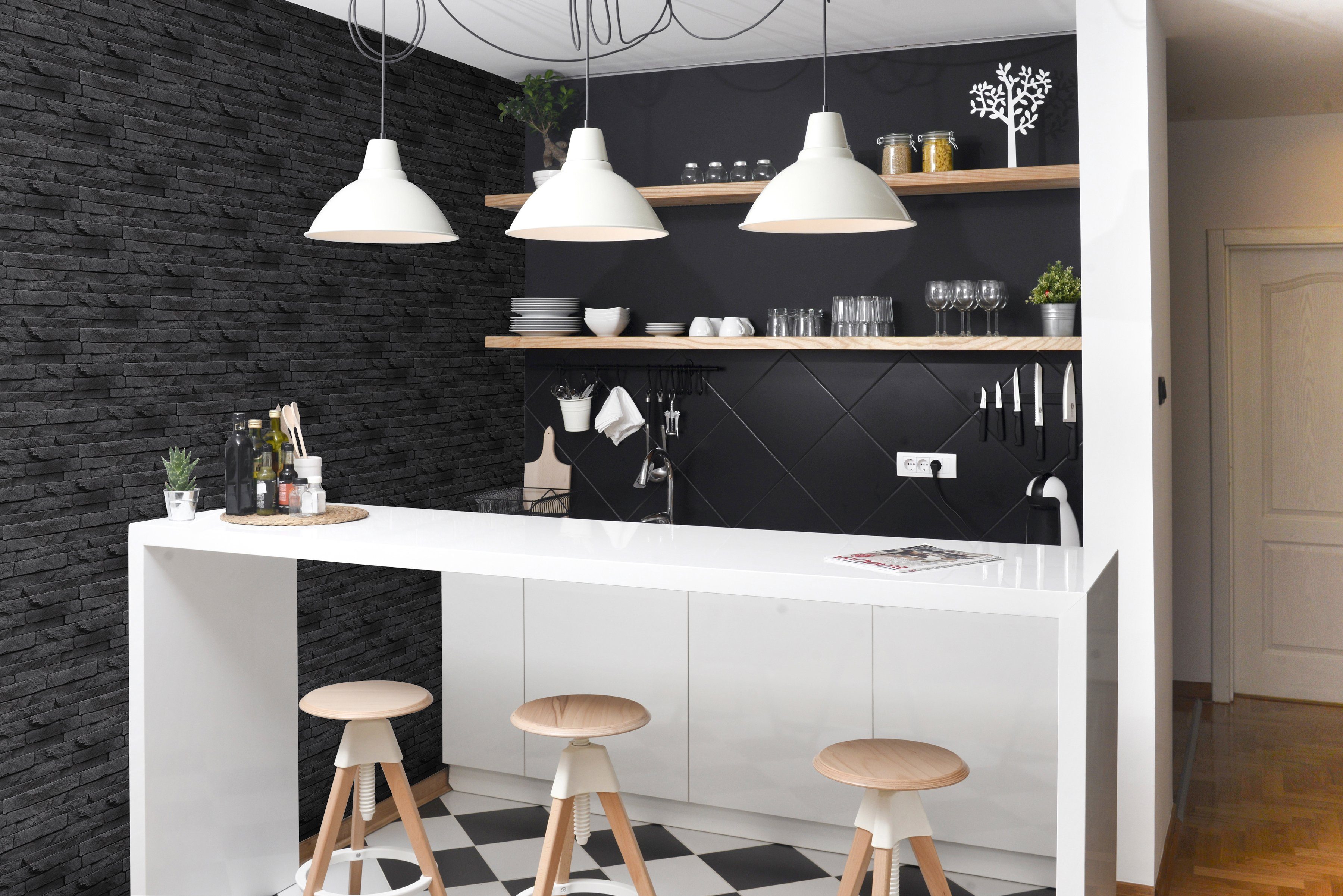 Superfresco Easy Vliestapete Steine/Wand, geprägt, Steinoptik, (1 St), Schw günstig online kaufen