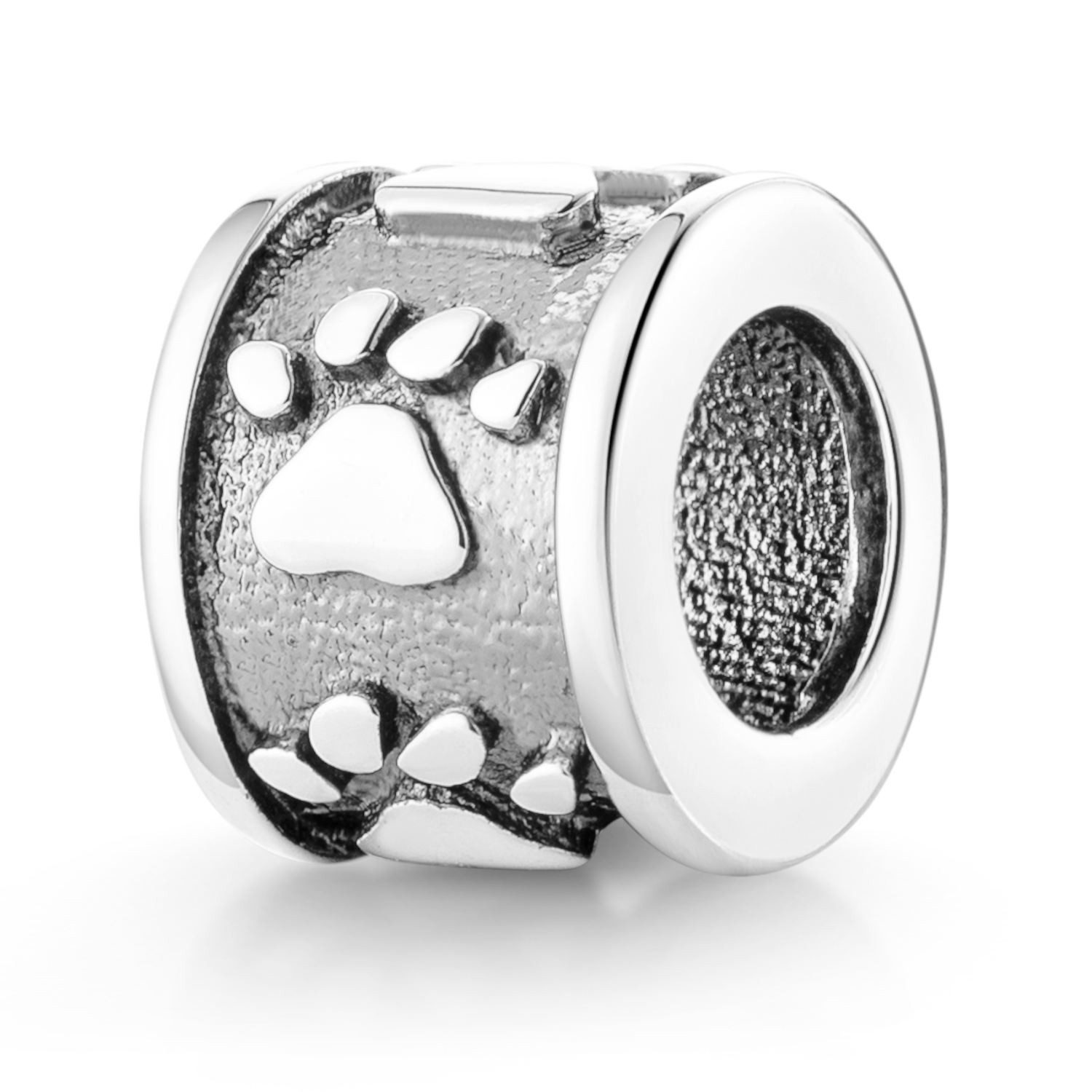 Materia Bead Hunde Katzem Pfoten Abdrücke Tier antik 1222, 925 Sterling Silber, oxidiert