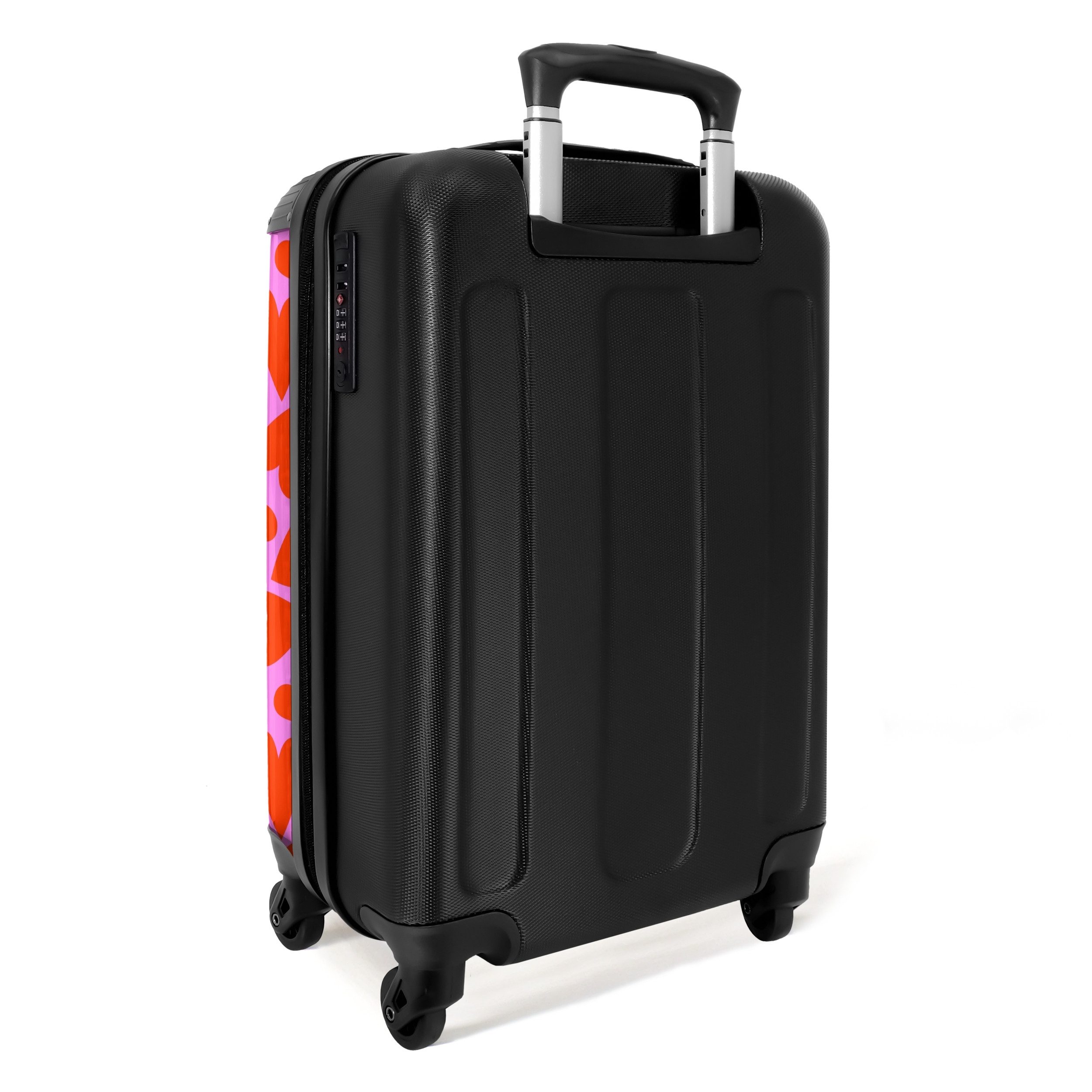 NoBoringSuitcases.com© Hartschalen-Trolley Dichtes Muster von roten Herzen auf rosa Hintergrund 55x35x20cm, 4 Rollen, Handgepäck Koffer & Trolleys, Luggage, Reisekoffer Frauen