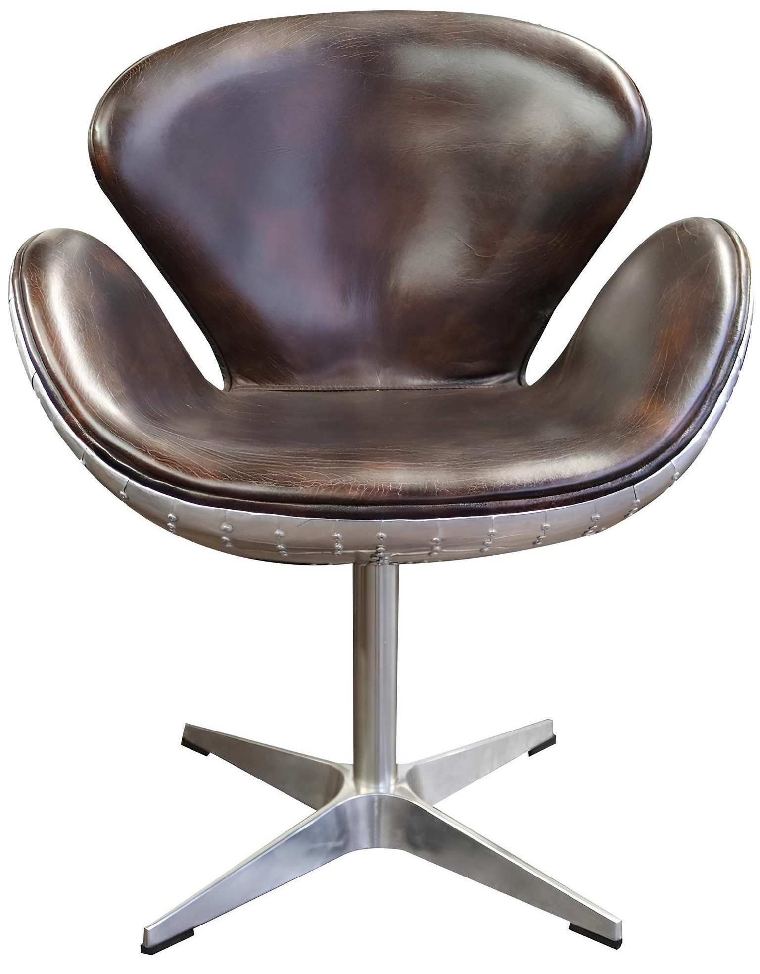 JVmoebel Крісла Крісла Egg Chair aus braunem Leder mit Metallbasis, Made in Europa