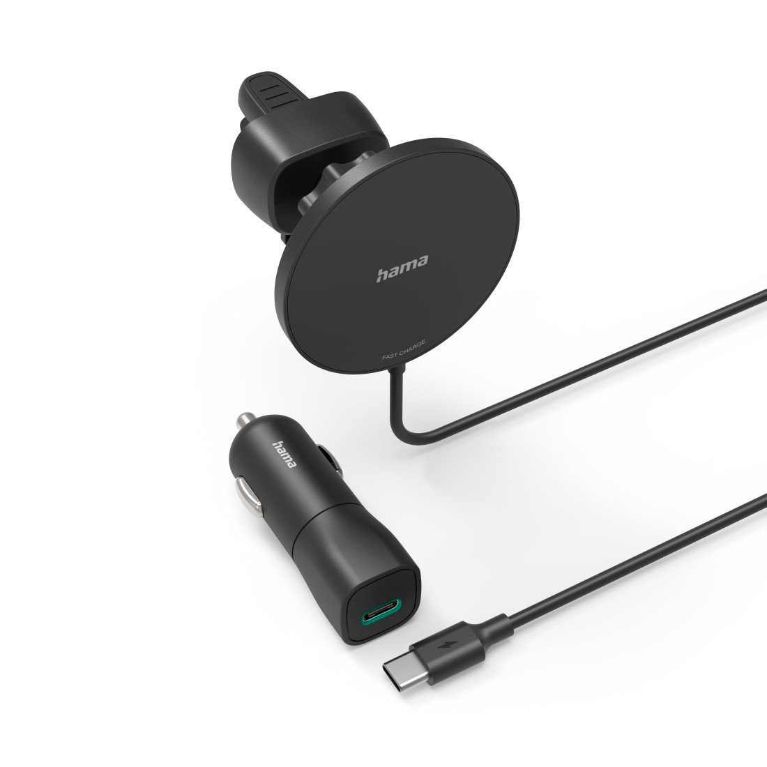 Kfz Handy Ladegerät für Apple iPhone mit Adapter 15 W kabellos Schwarz Induktions-Ladegerät