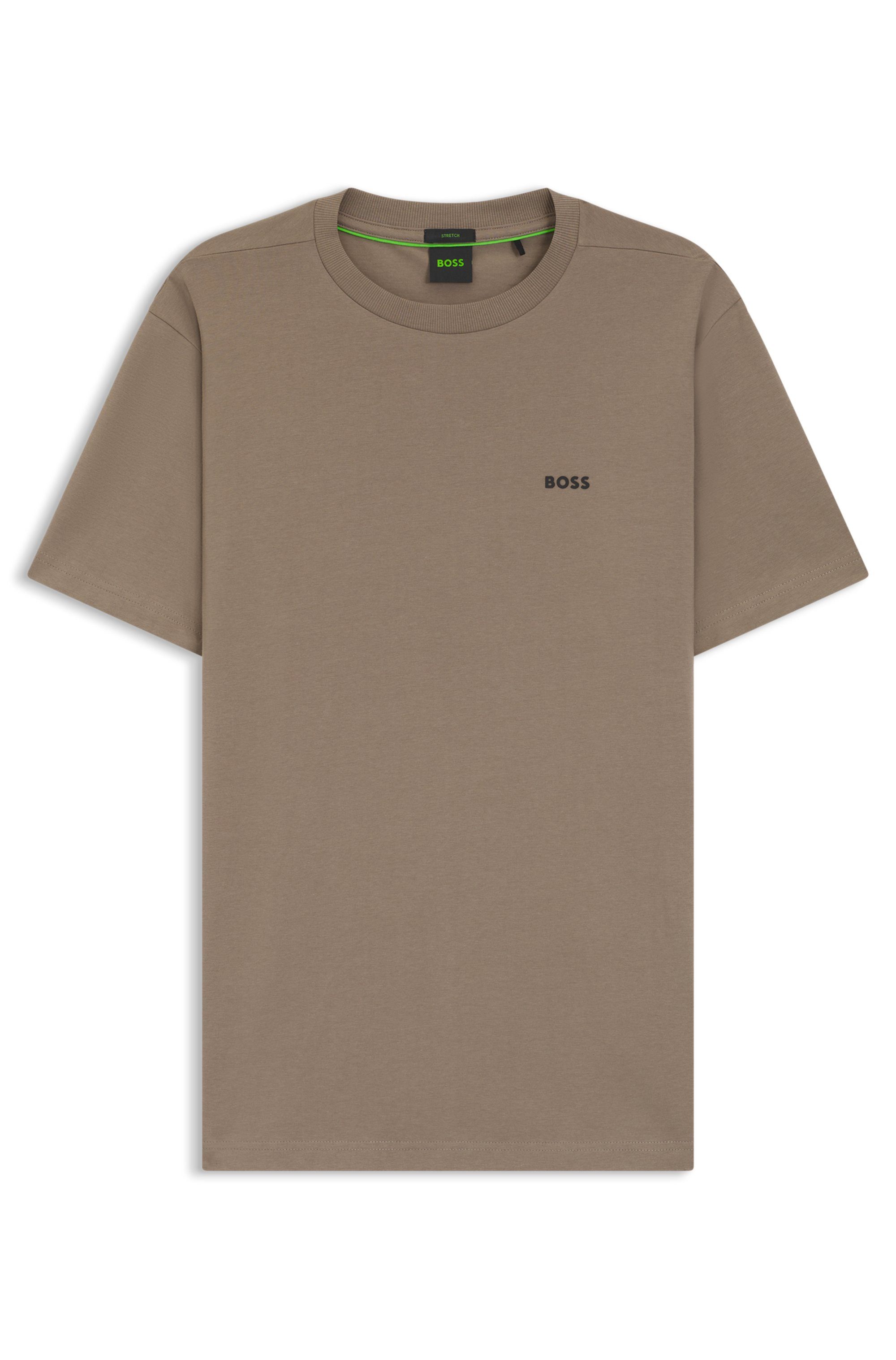 BOSS GREEN Rundhalsshirt Tee mit gummiertem Kontrast-Logo günstig online kaufen