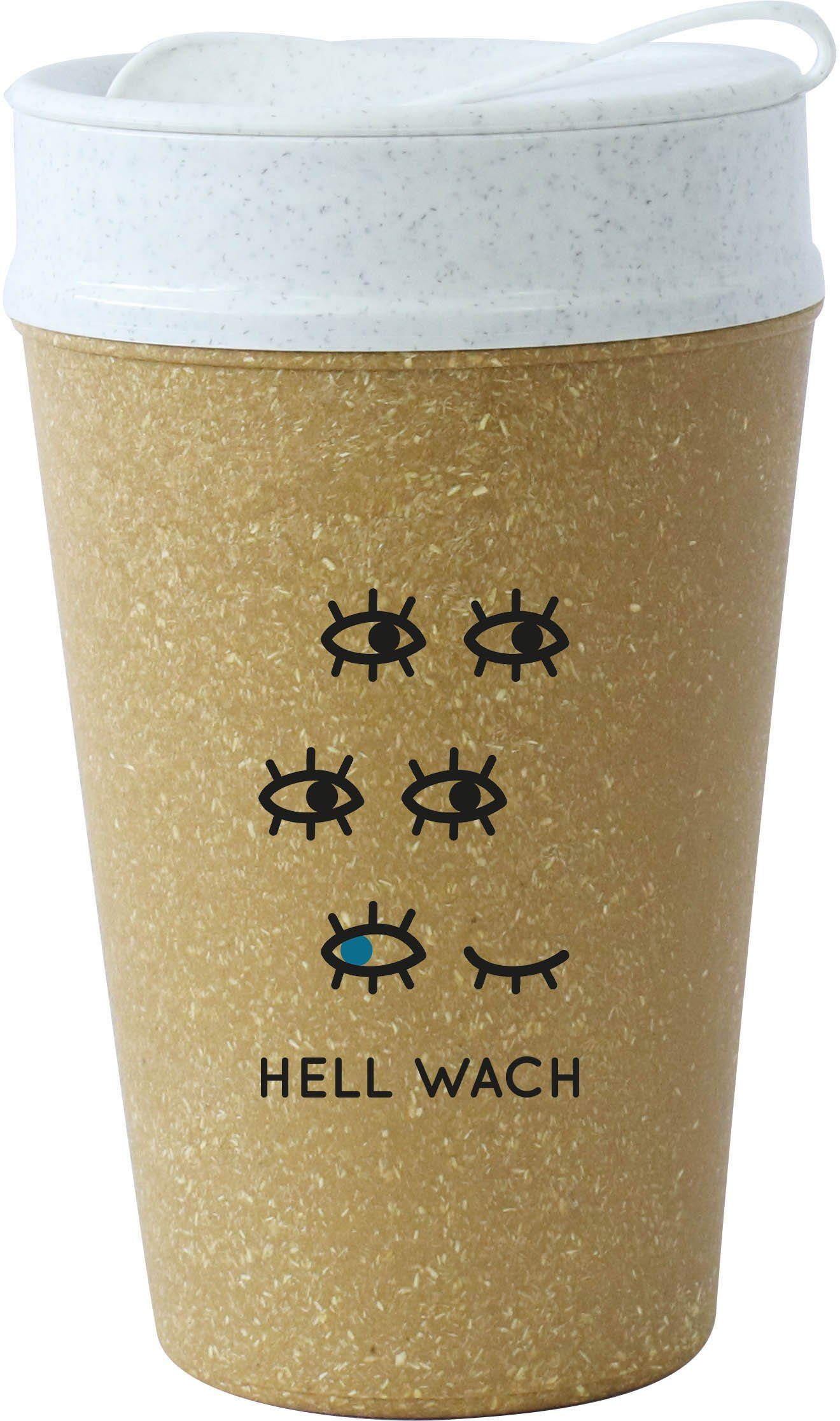 biobasiertes Holz, Kunststoff, Coffee-to-go-Becher Material,doppelwandig,melaminfrei,recycelbar,400ml GO WACH, 100% TO HELL ISO KOZIOL