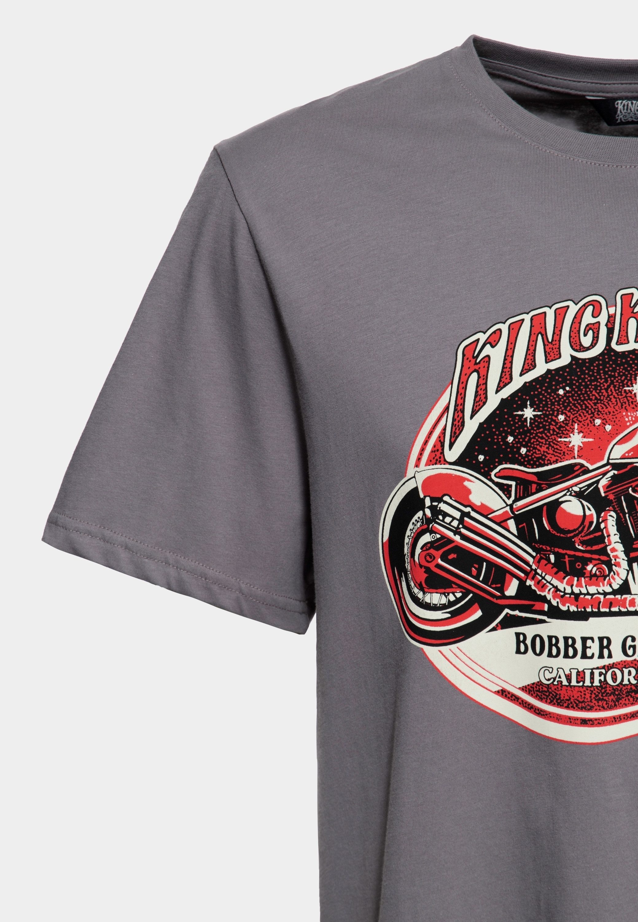 KingKerosin Print-Shirt Bobber Garage (1-tlg) Mit Motorrad-Artwork