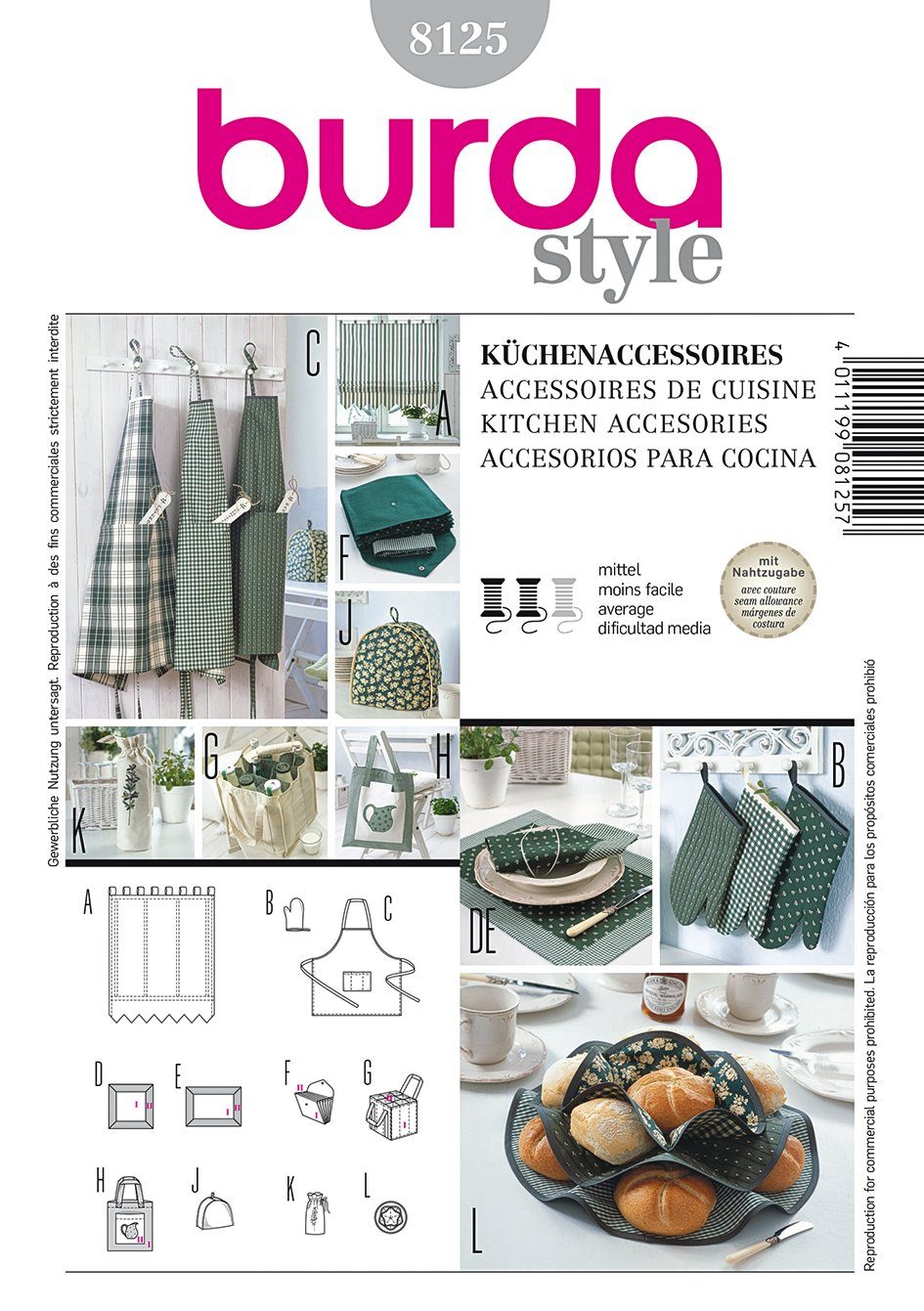 burda style Kreativset Schnittmuster Küchen-Accessoires Nr. 8125