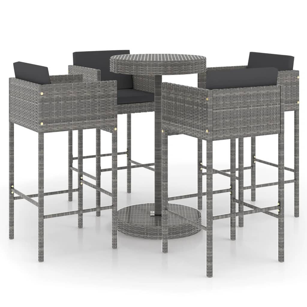 furnicato Gartenbar-Set Grau aus PE-Rattan mit Tisch Ø 75,5 x 106 cm, (1-tlg)