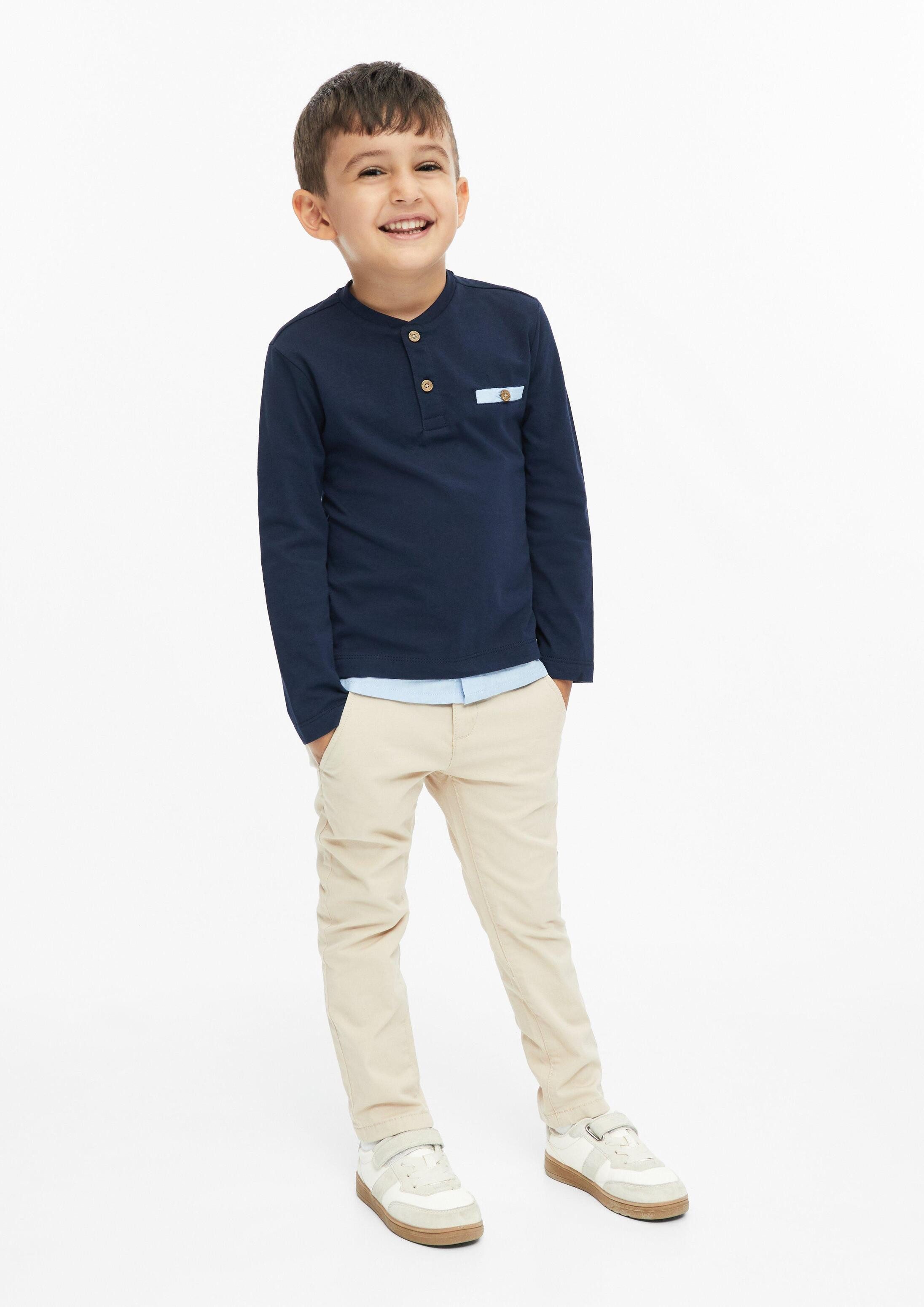 s.Oliver Langarmshirt T-Shirt Henleyshirt in Layering-Optik – Bild 3 von 4