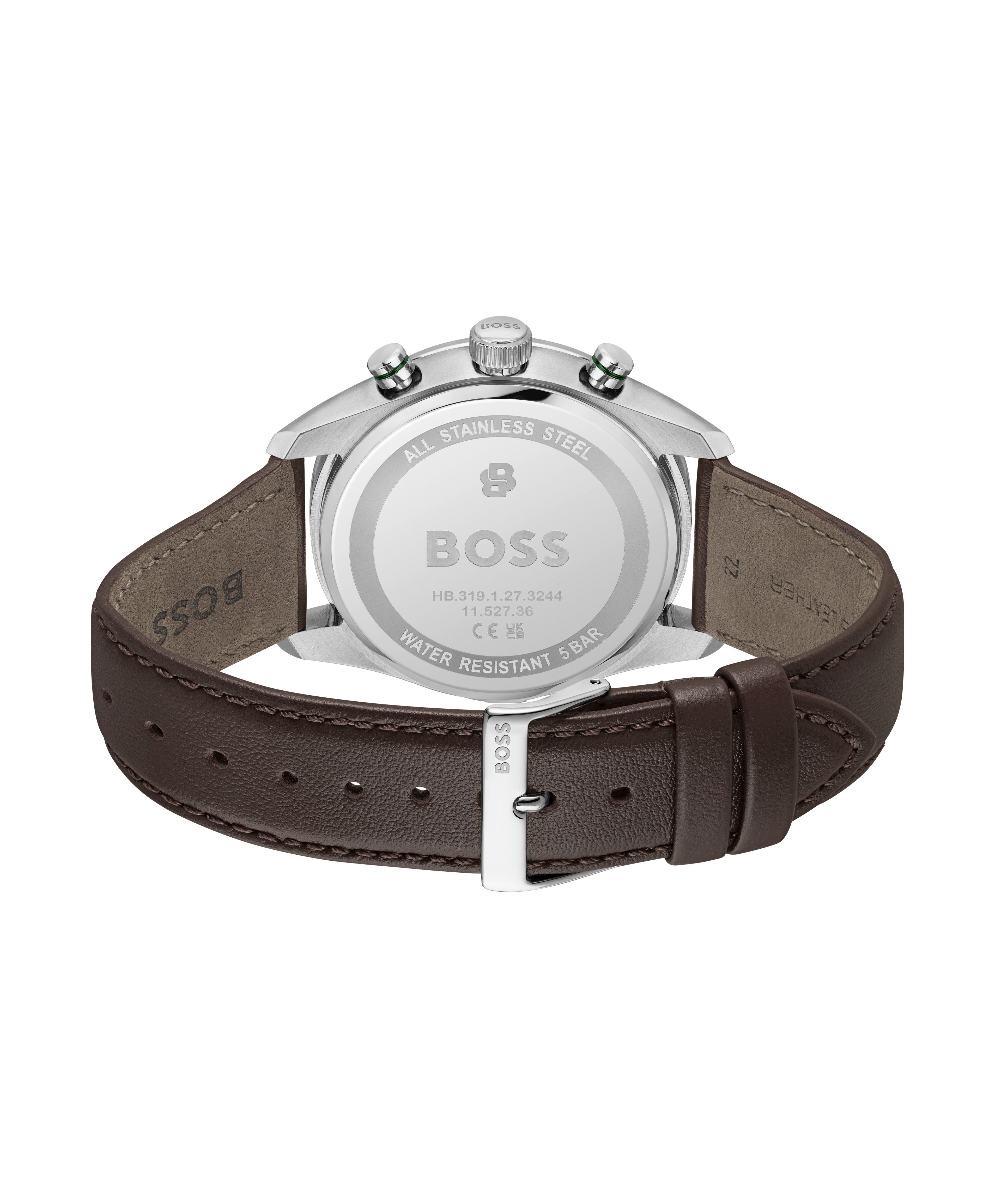 BOSS Chronograph GRAND PRIX 1514342, Quarzuhr, Armbanduhr, Herrenuhr, Lederarmband, analog, Tag