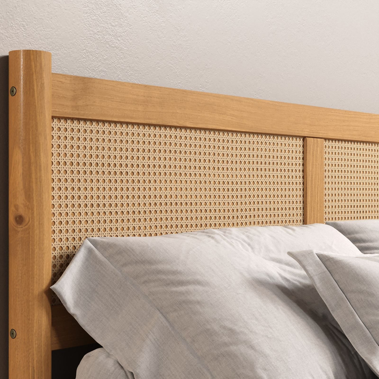 IDIMEX Massivholzbett CEFIRA, Doppelbett 140x200 cm mit Rattangeflecht Eiche Finish