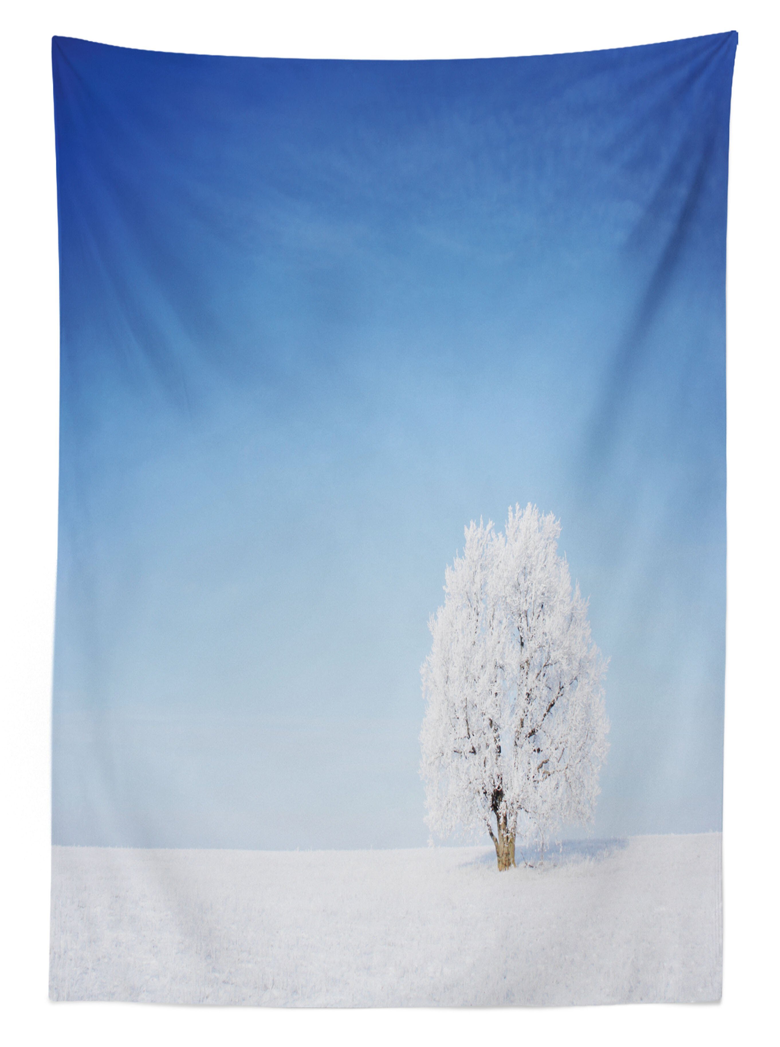 Blau Klare Für Abakuhaus Farben, Bereich Allein Baum den Snowy-Gebiet Waschbar Tischdecke Außen Farbfest geeignet