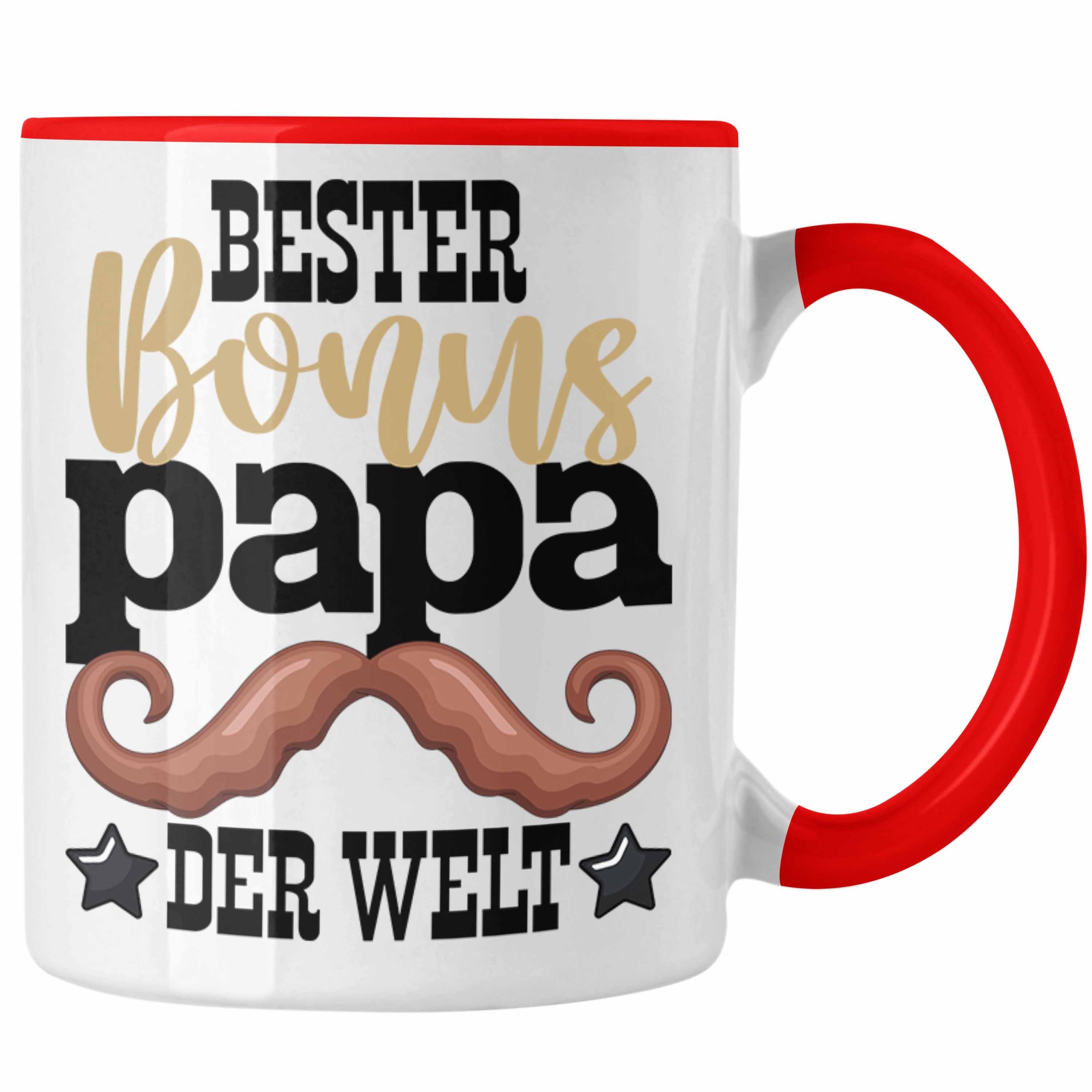 Trendation Tasse Bester Bonus Papa Der Welt Tasse Stiefvater Geschenk Stiefvater Vater Rot