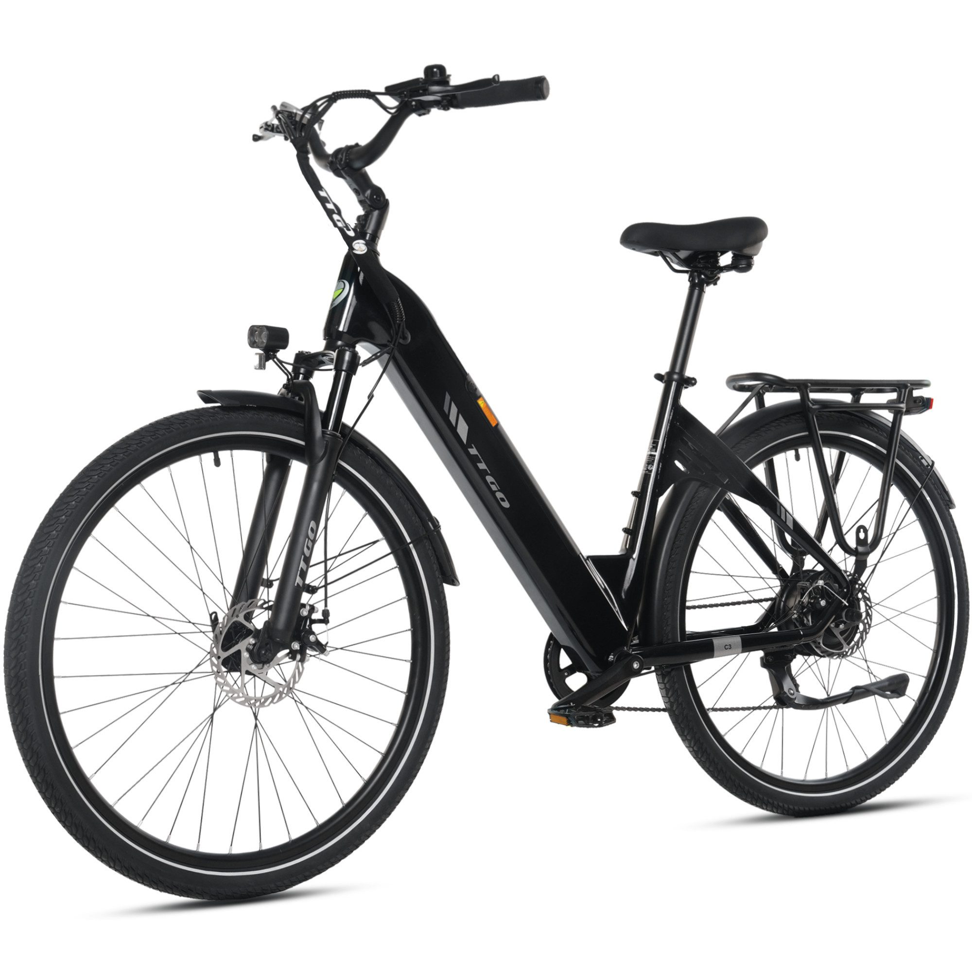 TTGO E-Bike Cityrad 28 Zoll, 52Nm Heckmotor, 120km, Elektrofahrrad, für Damen und Herren, 7 Gang Shimano, Kettenschaltung, Hinterradmotor, 648 Wh, (max. Belastung 125 kg, LCD-Display, Alu-Pedale, Aluminiumrahmen), 5 Stufen, C3-SE, E-Bike mit tiefem Einstieg, nur 25kg